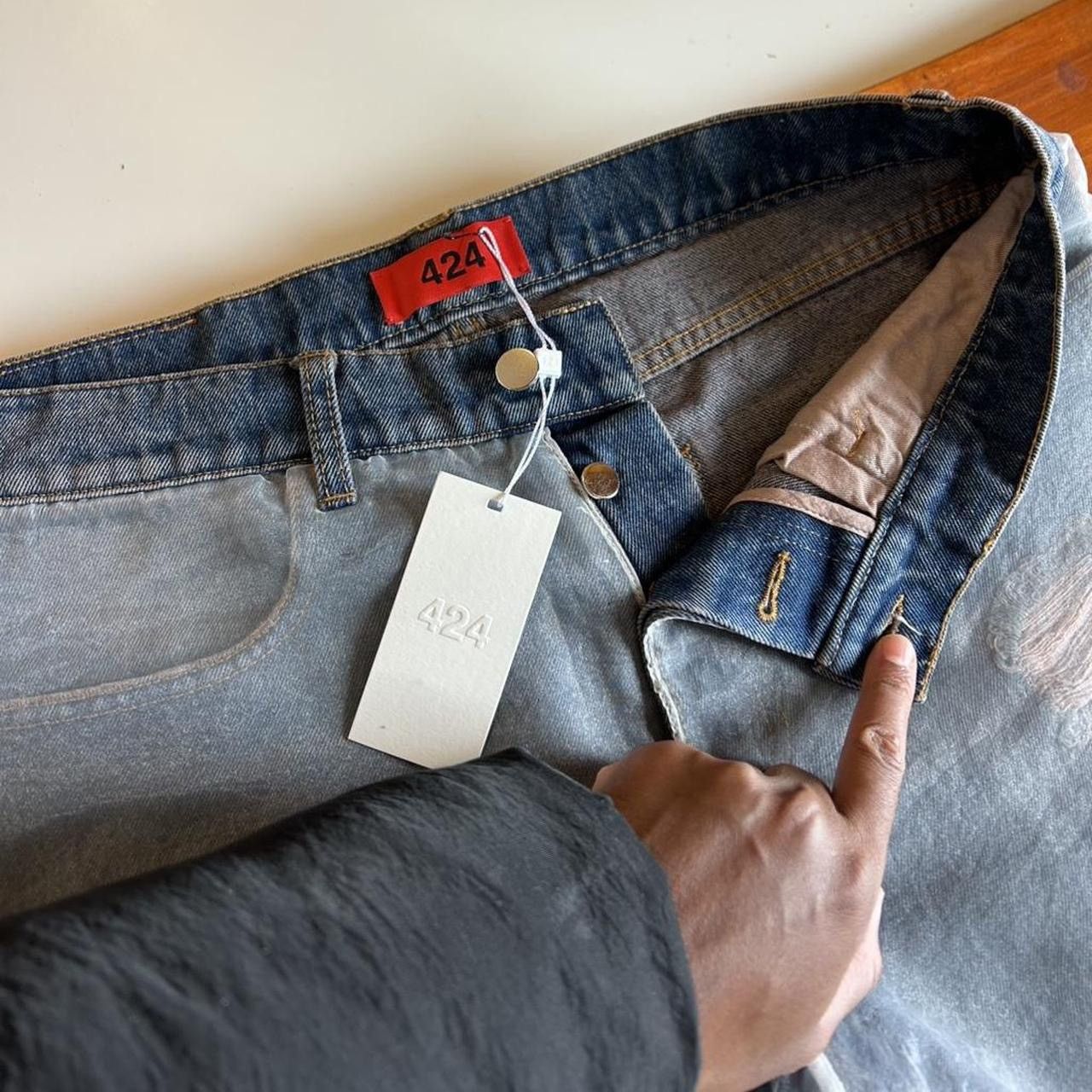 424 424 DOUBLE LAYER SKINNY BLEACHED DENIM Size US 34 / EU 50 - 5 Thumbnail