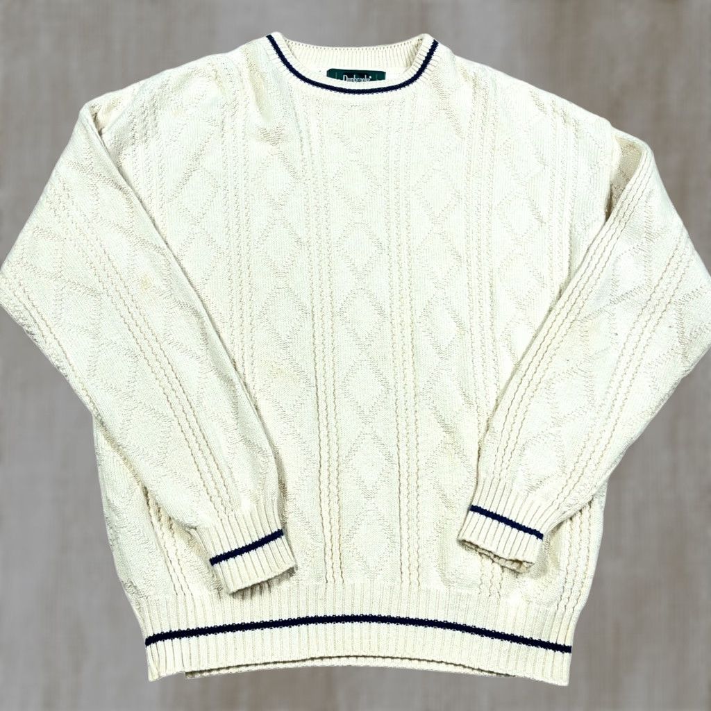 Dunbrooke Vintage Dunbrooke Sweater Shirt Men L White 90s Logo Classic Preppy Knit Pullover Crewneck Cotton Rib All Seasons Casual Mens Size US L / EU 52-54 / 3 - 1 Thumbnail