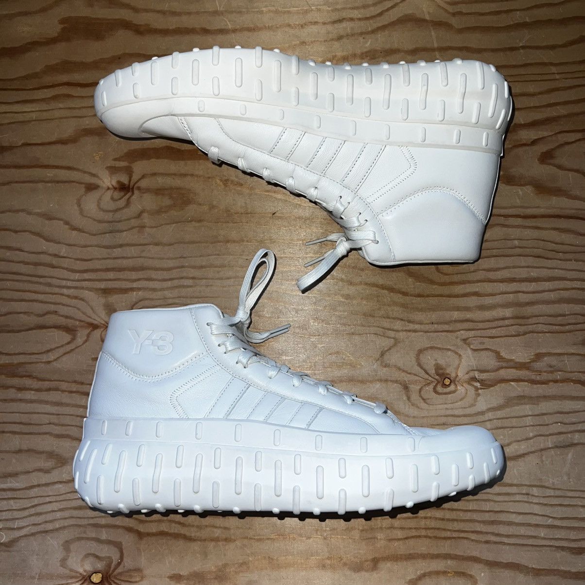 Y-3 ADIDAS Y-3 GR.1P HIGH NON DYED LEATHER DESIGNER SHOES Size US 12.5 / EU 45-46 - 1 Thumbnail