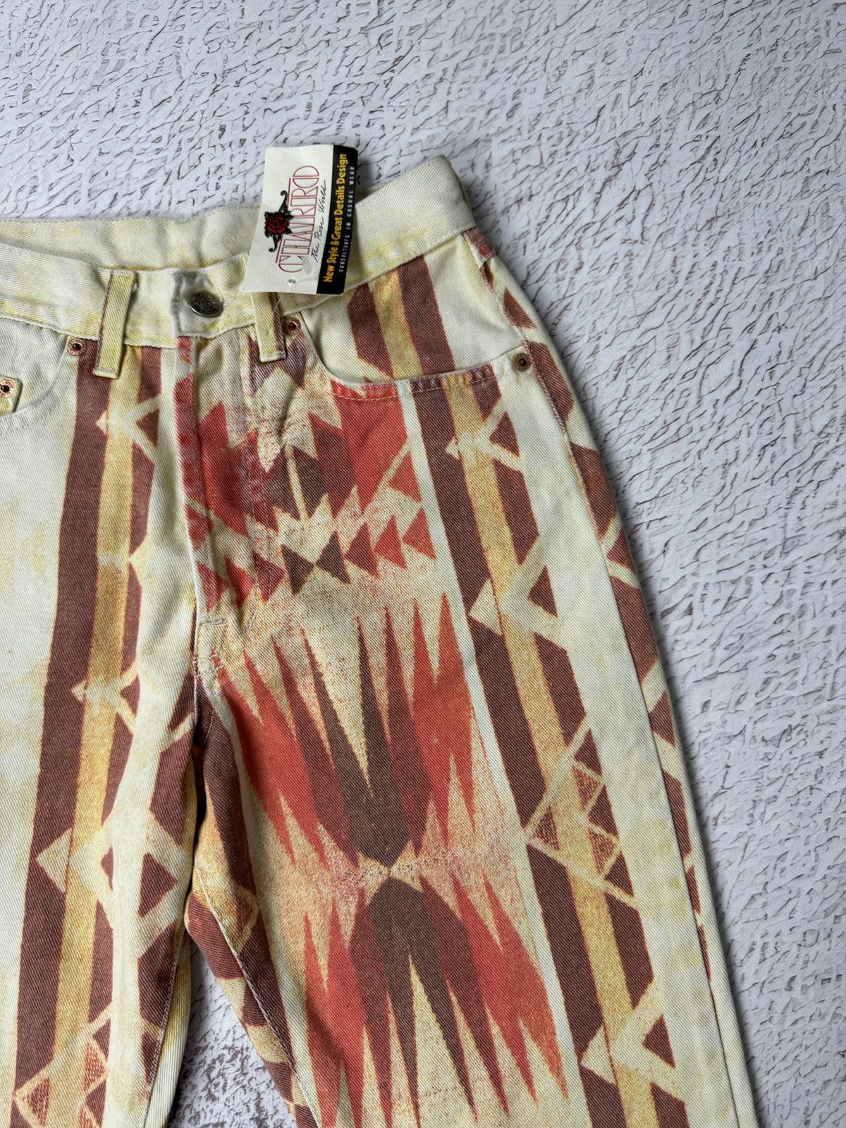 Vintage El Charro Tijuana BNWT allover pattern denim jeans pants Size 26" / US 2 / IT 38 - 7 Thumbnail