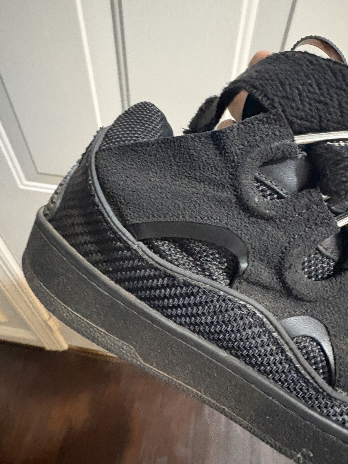 Lanvin Lanvin Black Curb Leather Sneakers Size US 11 / EU 44 - 9 Thumbnail