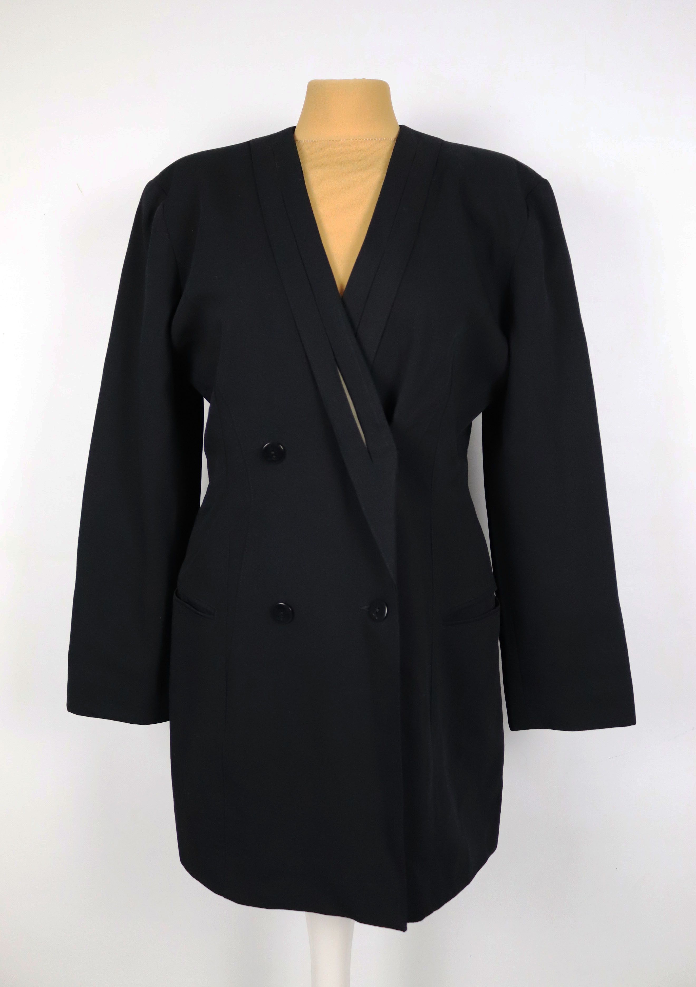 image of Marc Cain x Vintage Women's Black Coat Vintage ! (Size Medium)