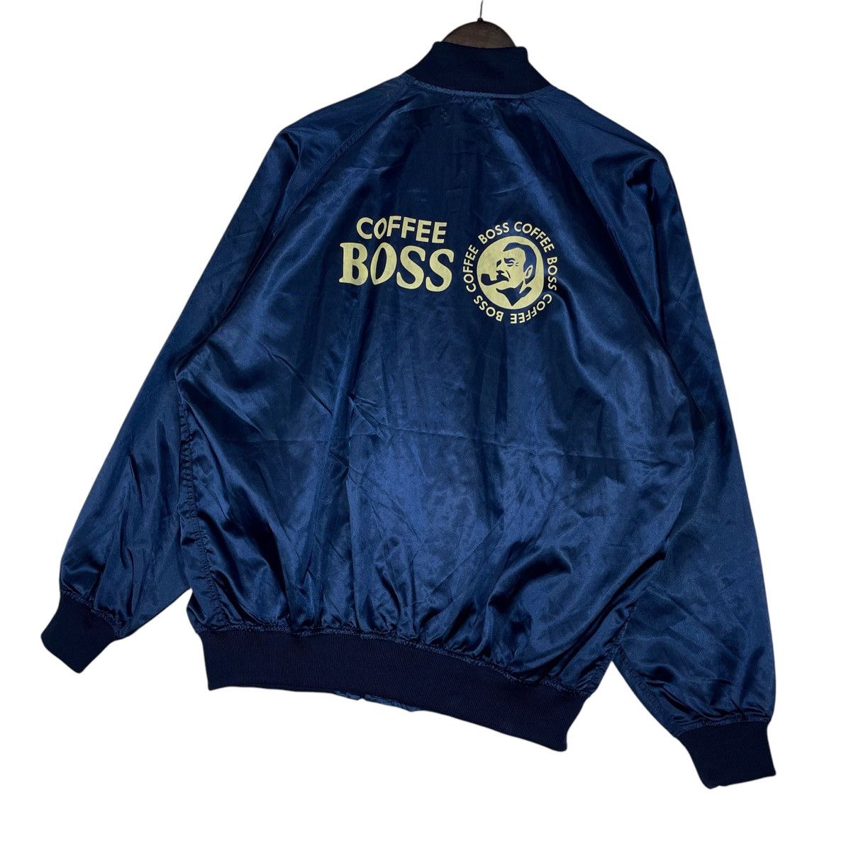 Vintage Vintage Suntory Boss Coffee Bomber Jacket Navy Blue Satin Size US XL / EU 56 / 4 - 3 Thumbnail