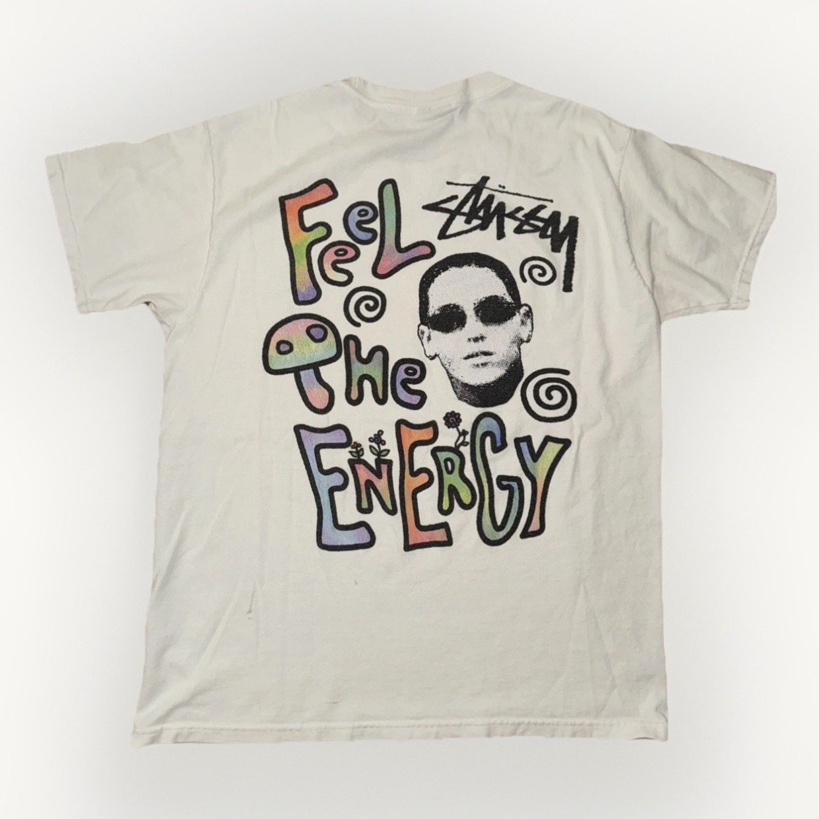 Stussy × Vintage Stüssy “Feel the Energy” Graphic T-Shirt White Size M 21x28 Size US M / EU 48-50 / 2 - 1 Thumbnail