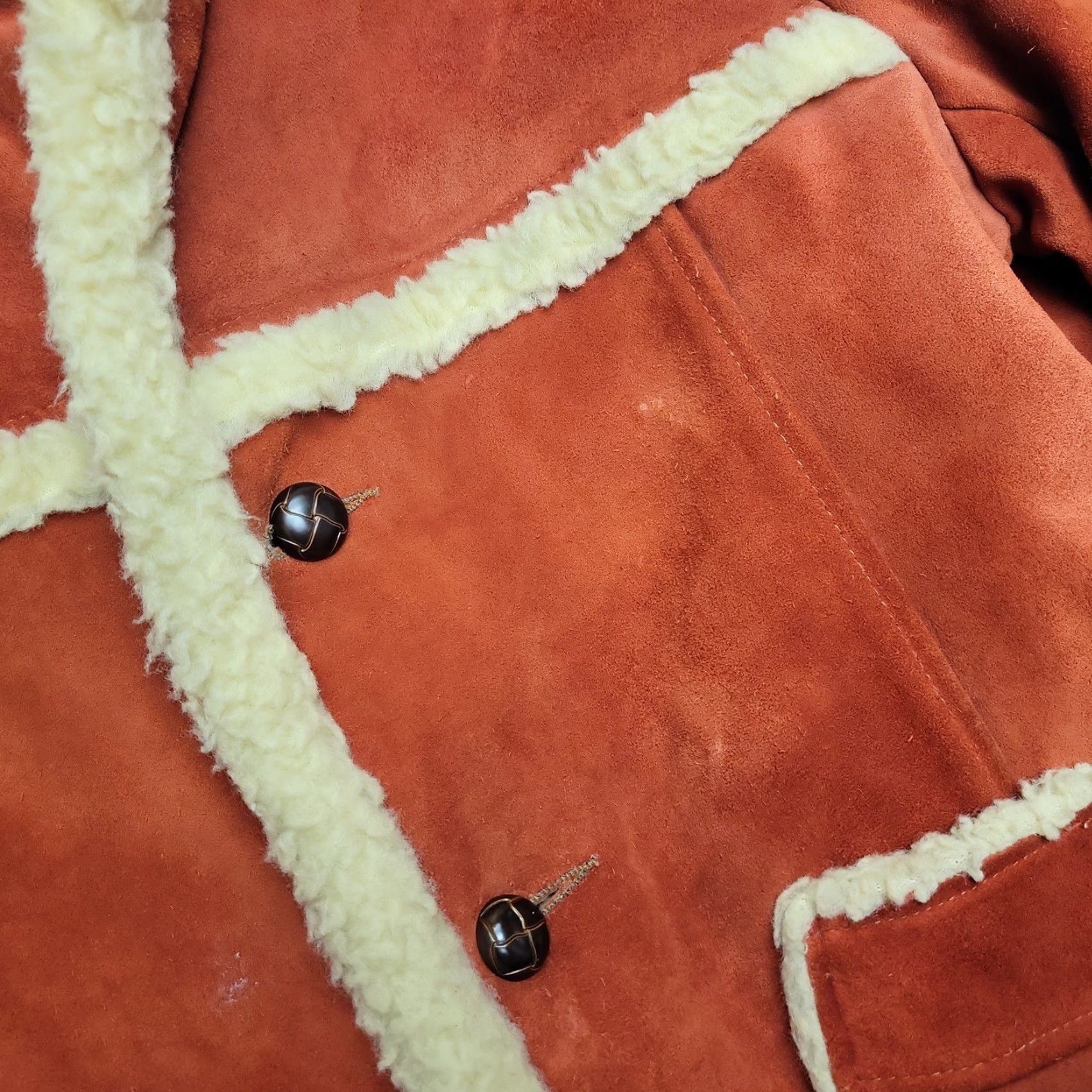 Vintage VINTAGE VTG Suede leather Jacket Mens 40 Rust Orange Western Rancher Cowboy Vancourt 70s Size US XXS / EU 40 - 2 Thumbnail