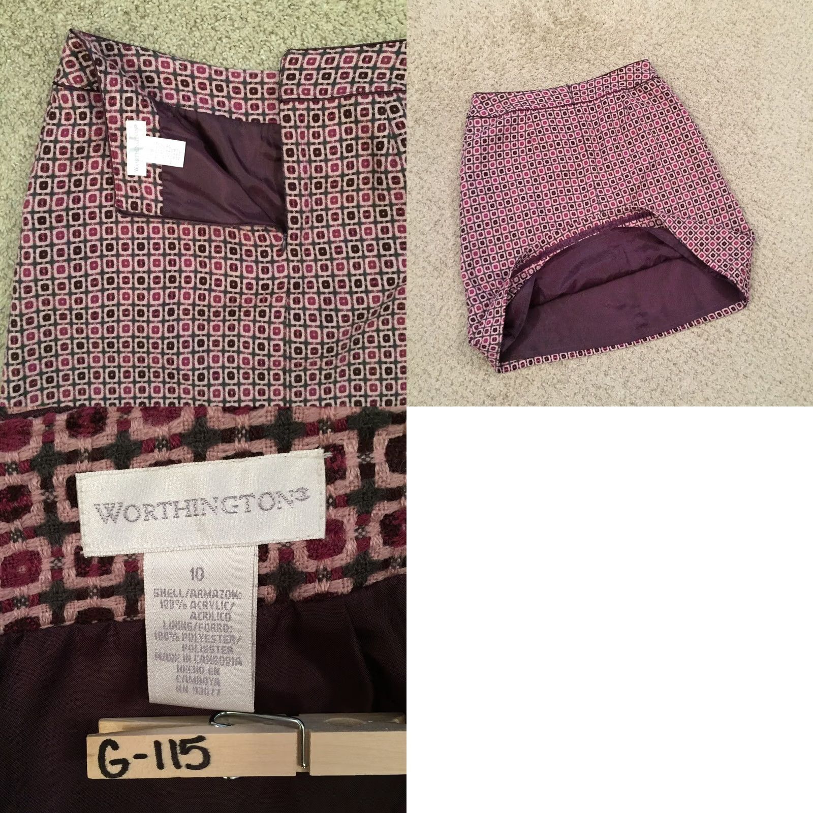 Worthington Worthington Skirt Pink Geometric Knee Length Lined A-Line 10 Women Size 32" / US 10 / IT 46 - 8 Thumbnail