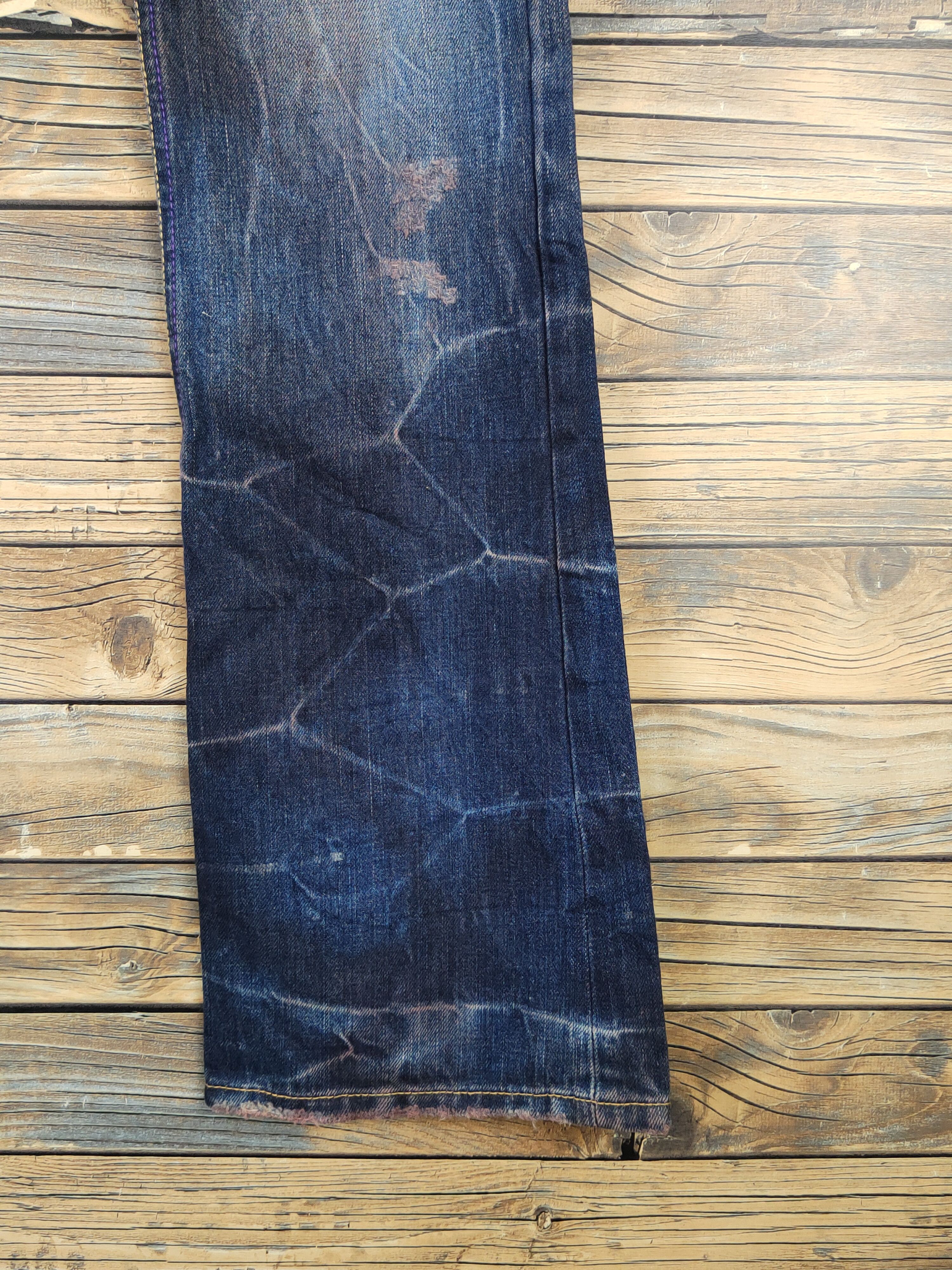 Japanese Brand Midas 9 Dark Blue thunder Distressed Ripped Jeans #W1067 Size 30" / US 8 / IT 44 - 6 Thumbnail