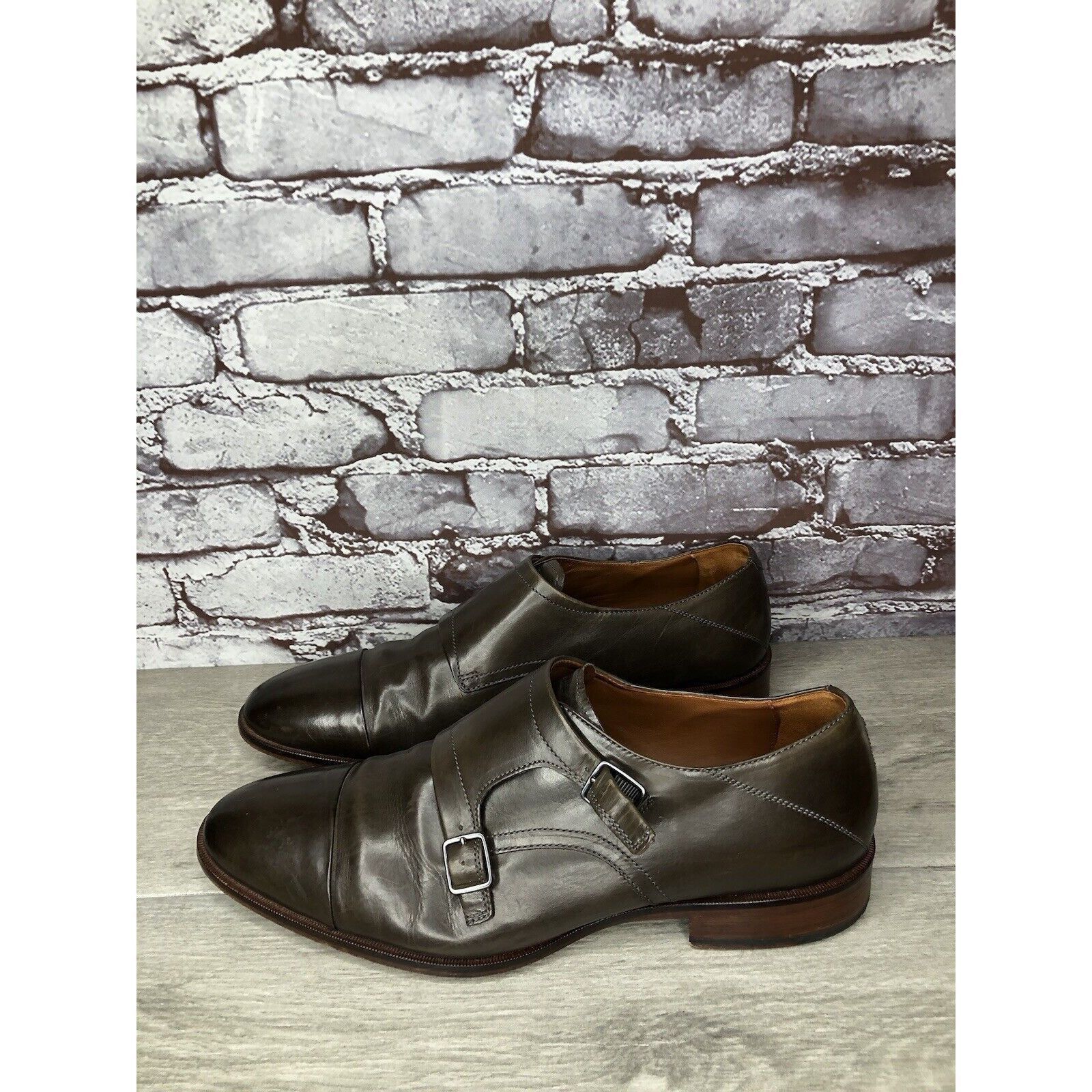 Johnston & Murphy Johnston & Murphy Sheepskin Brown Leather Double Monk Strap Size US 10.5 / EU 43-44 - 16 Thumbnail