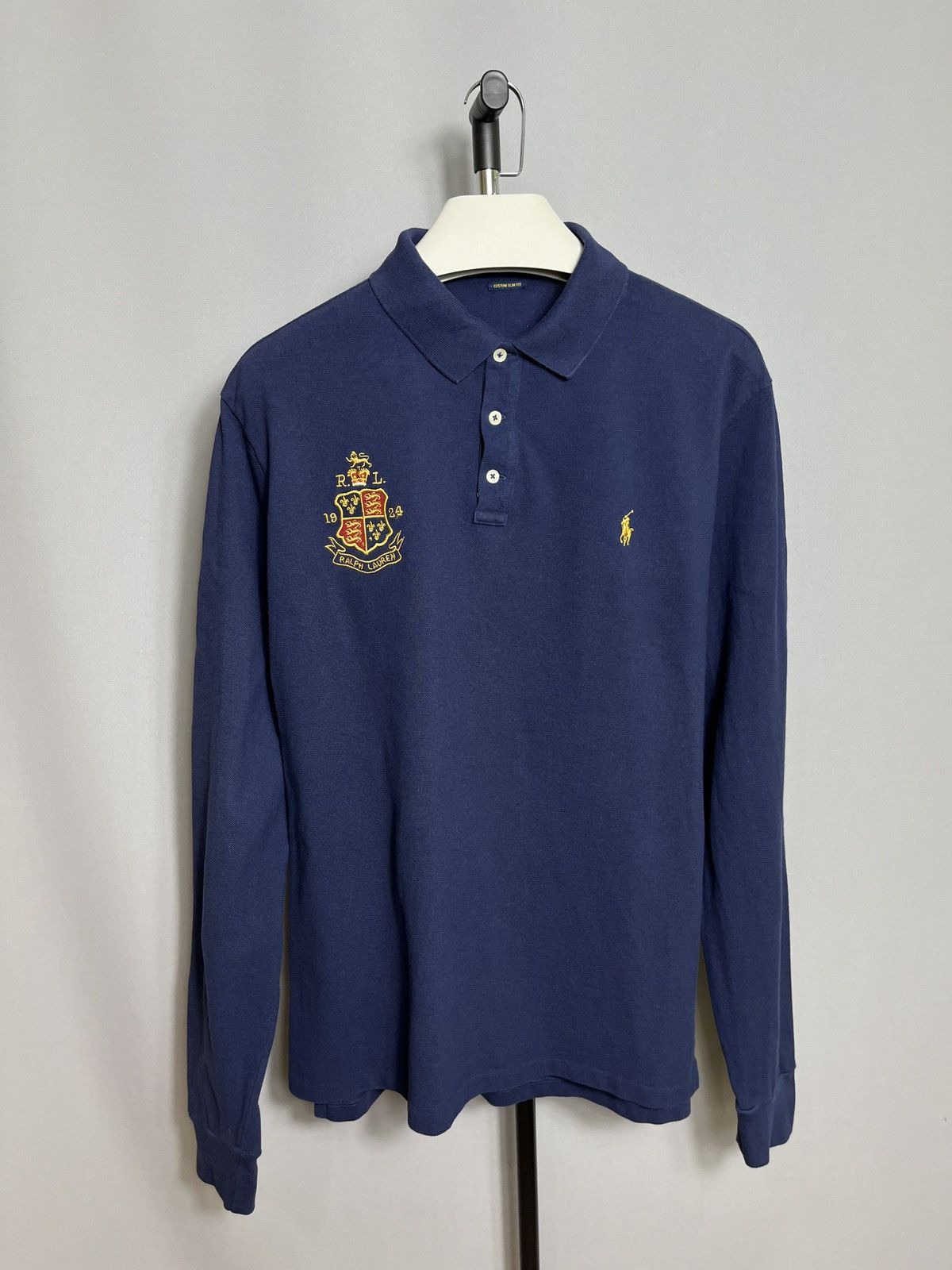 Polo Ralph Lauren × RRL Ralph Lauren × Ralph Lauren RL 1924 Classic Polo Shirt Men’s Top Long Sleeve Blue Size US XL / EU 56 / 4 - 1 Thumbnail