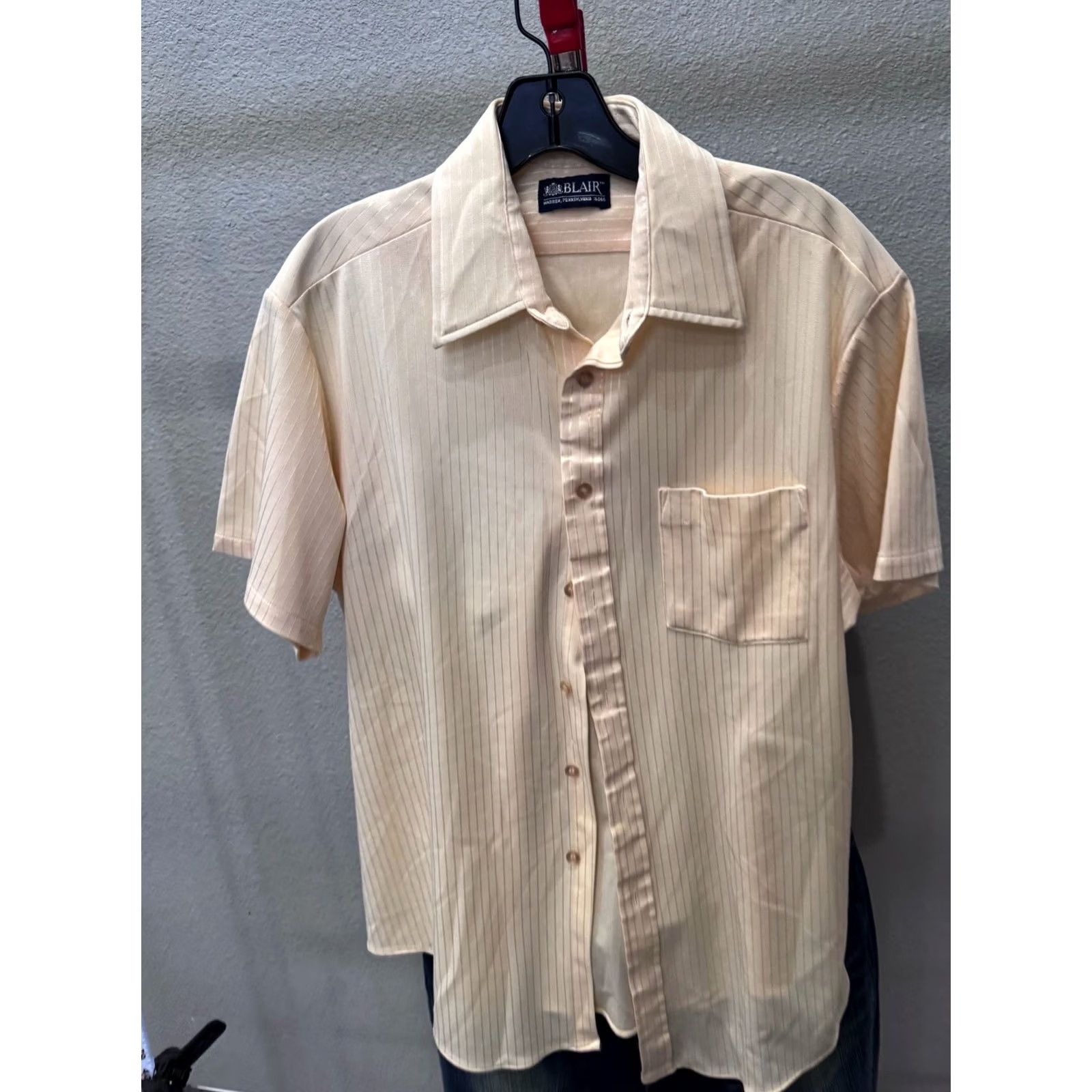Blair 1980's Blair Satin Stripe SHORT SLEEVE BUTTON UP SHIRT Multicolor Large L Mens Size US L / EU 52-54 / 3 - 3 Thumbnail