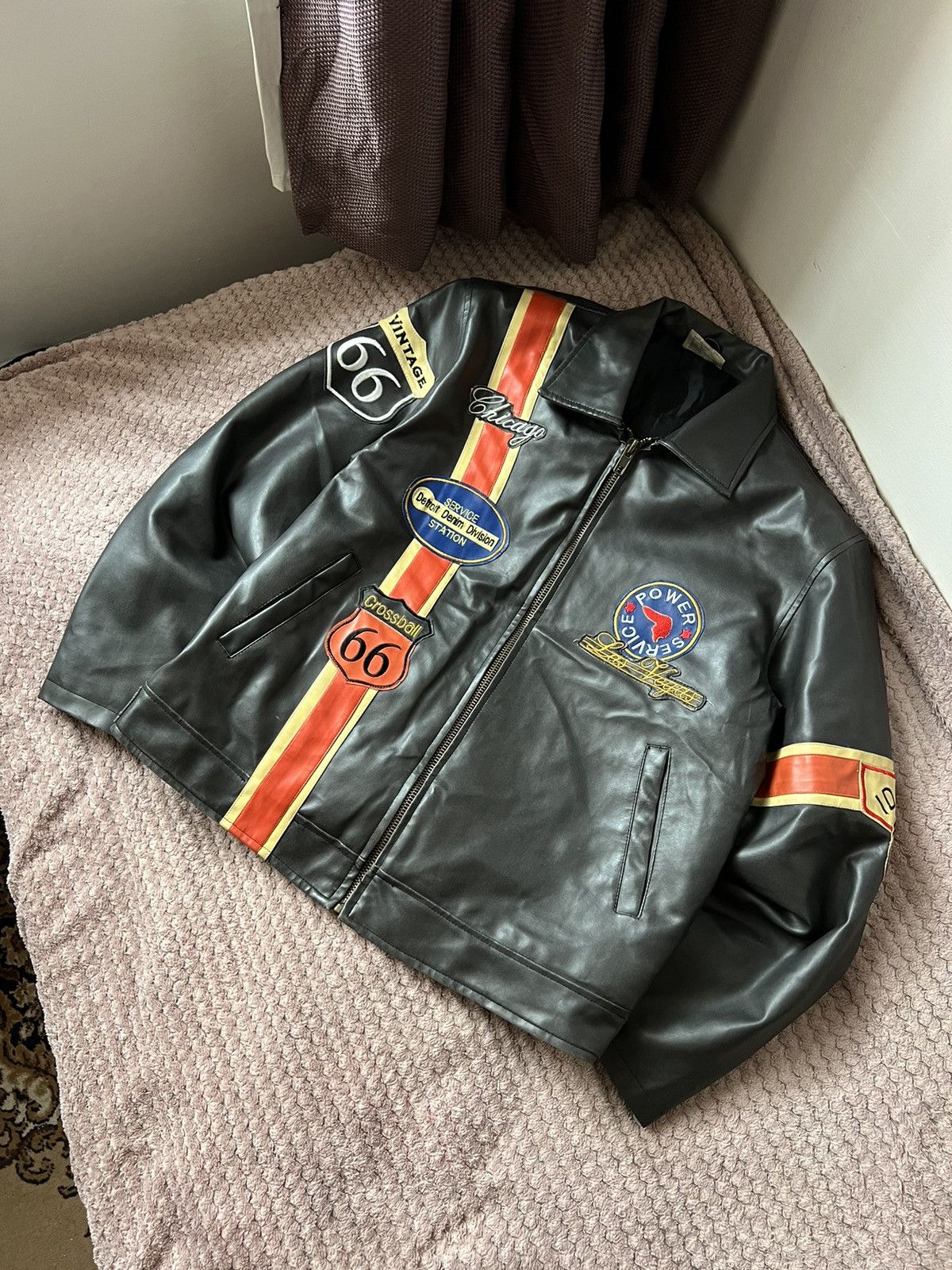 Route 66 × Vintage Vintage moto racing leather jacket route 66 patch Harley 90s Size US L / EU 52-54 / 3 - 1 Thumbnail