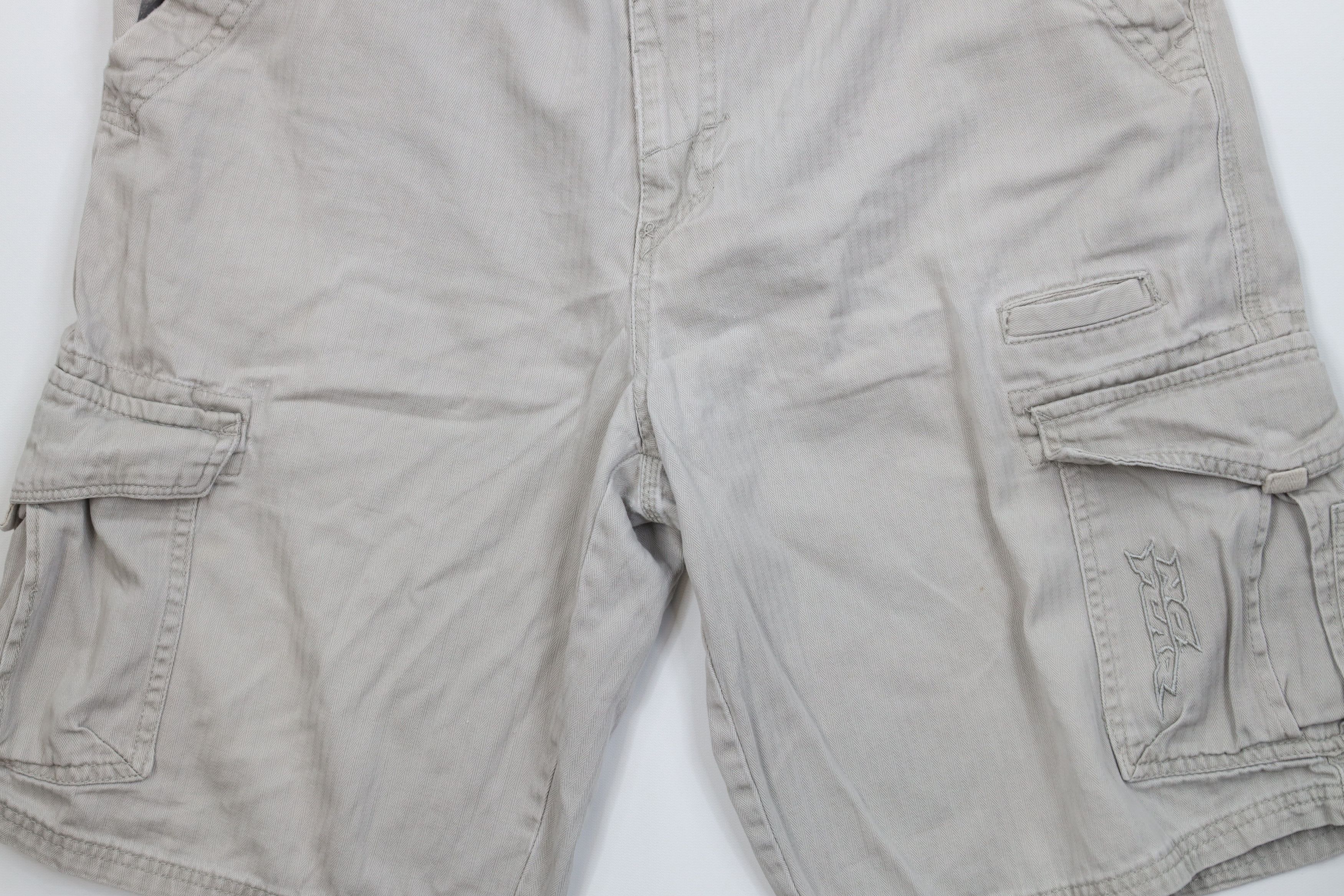 No Fear Vintage 90s Y2K No Fear Herringbone Baggy Cargo Shorts Gray Size US 38 / EU 54 - 3 Thumbnail
