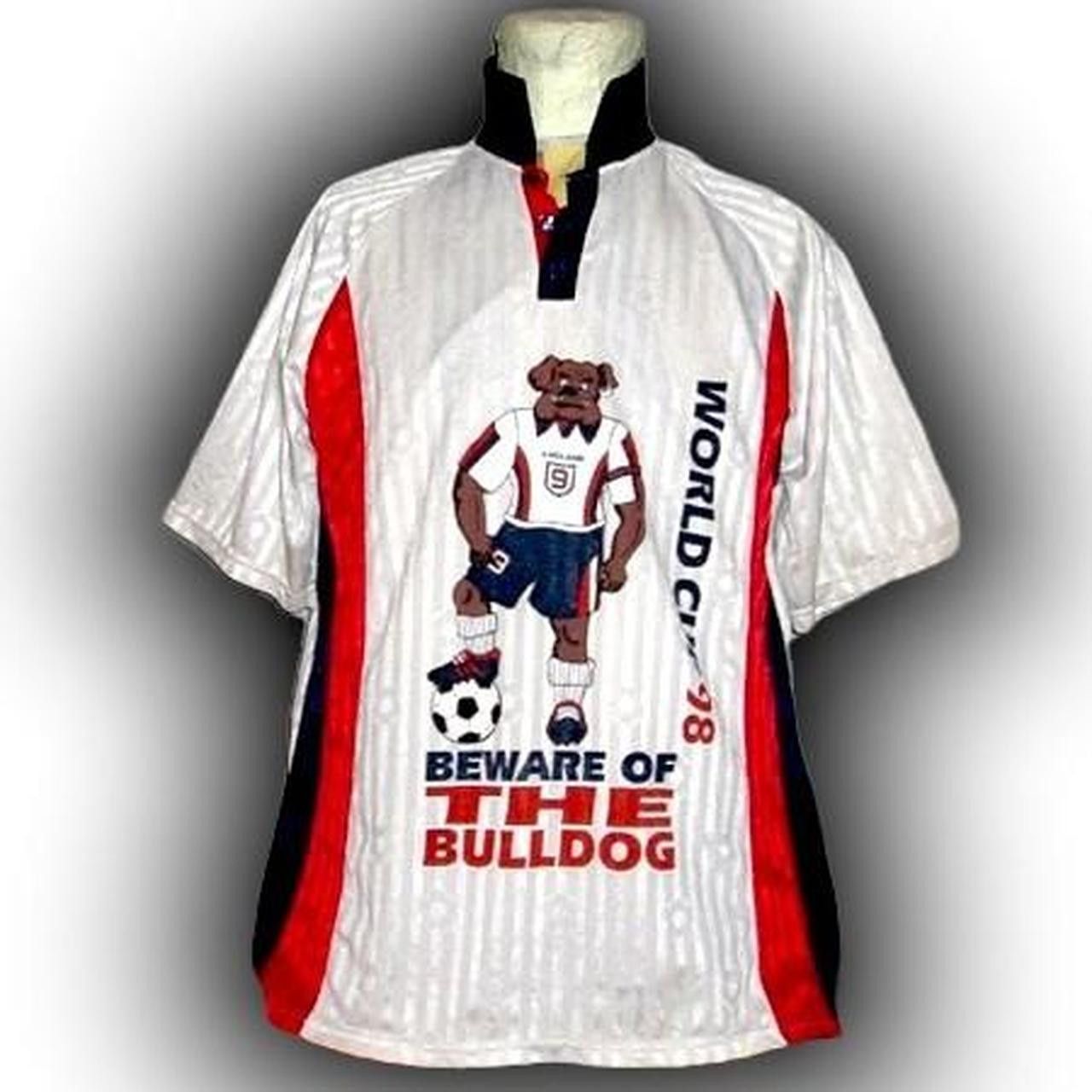 Other England 1998 BeAware of the Bulldog Fan Home shirt jersey Size US XL / EU 56 / 4 - 1 Thumbnail