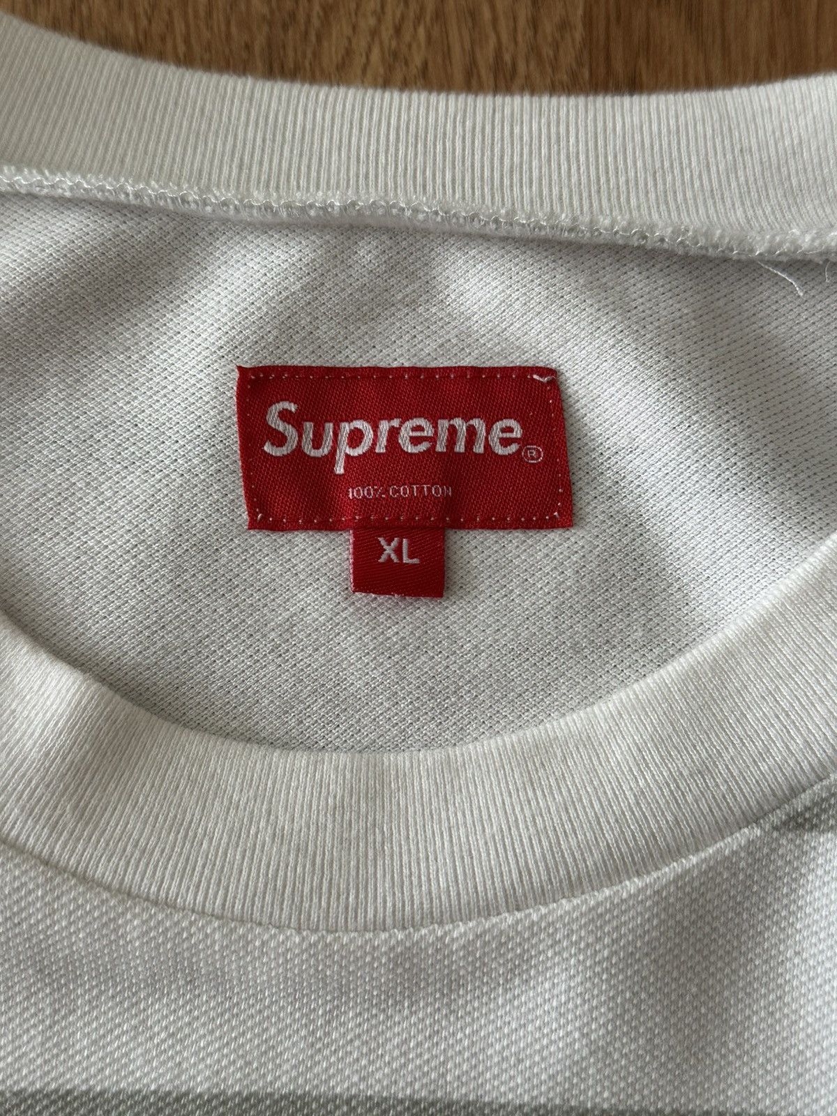 Supreme Supreme Printed Stripe Pique L/S White XL Size US XL / EU 56 / 4 - 4 Thumbnail