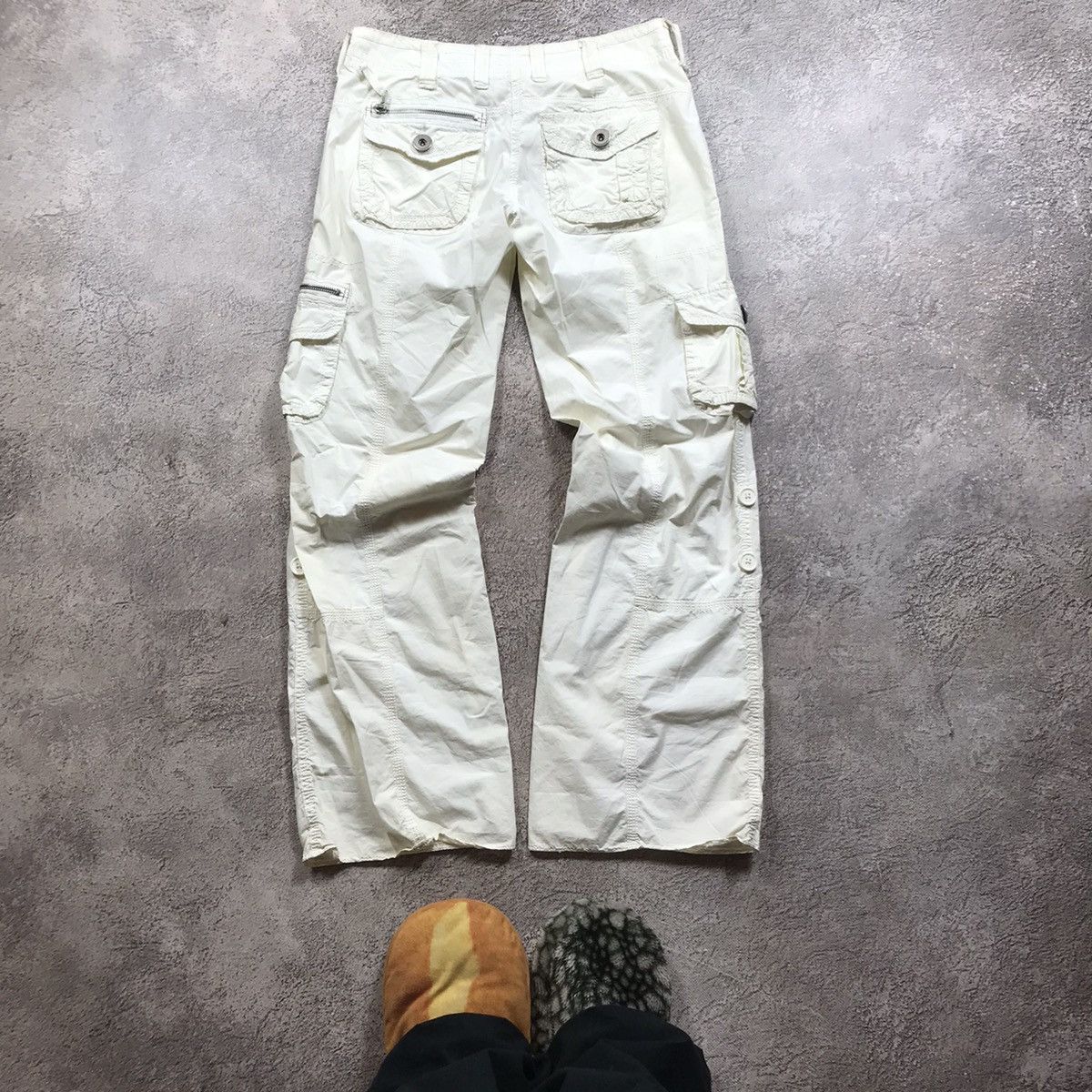 Vintage Vintage Y2K Baggy Cargo Pants Distressed Streetwear Cream 28 Size 28" / US 6 / IT 42 - 6 Thumbnail