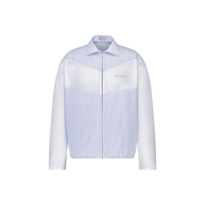 Dior Dior Striped Zip-Up Long Sleeve Shirt 0079 Size US S / EU 44-46 / 1 - 1 Thumbnail