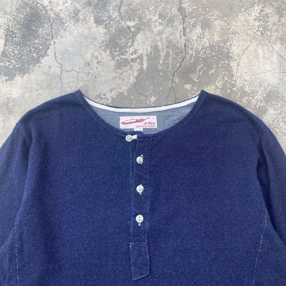 18 Waits The Harlem Henley Indigo French Terry Size US M / EU 48-50 / 2 - 6 Thumbnail