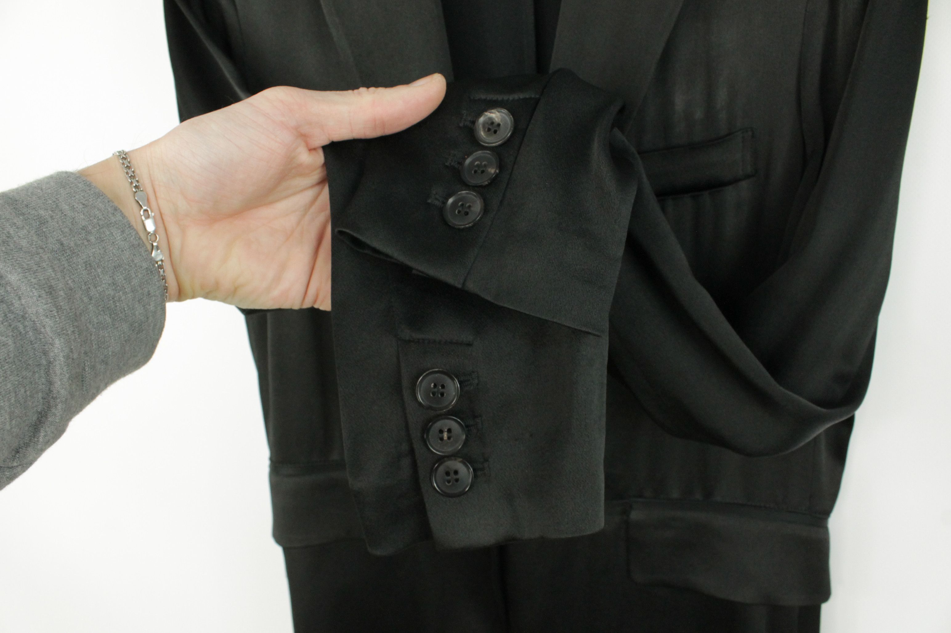 Nili Lotan NILI LOTAN Sophia Satin Blazer Jacket in Black Size S / US 4 / IT 40 - 5 Thumbnail