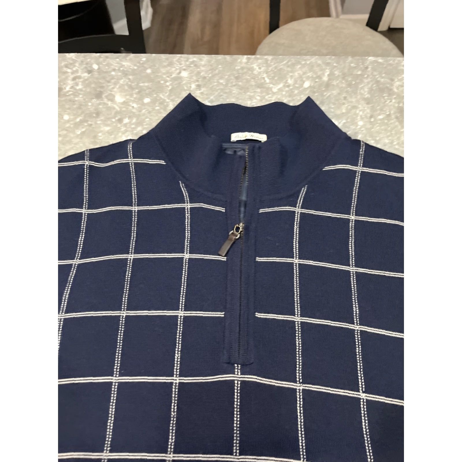 Vintage Fairway & Greene Sweater Vest Navy XL Men Vest Mock Neck 1/4 Zip Wool Lined Logo Embroidered Golf Size US XL / EU 56 / 4 - 2 Thumbnail