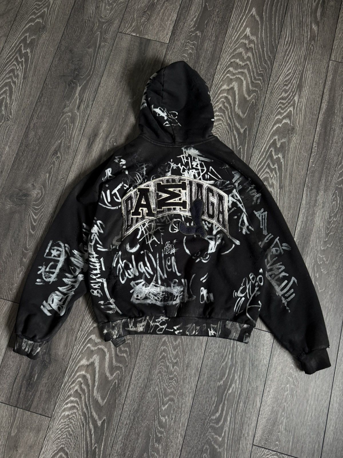 Balenciaga Balenciaga Black Skater Graffiti Zip Hoodie Large | Grailed