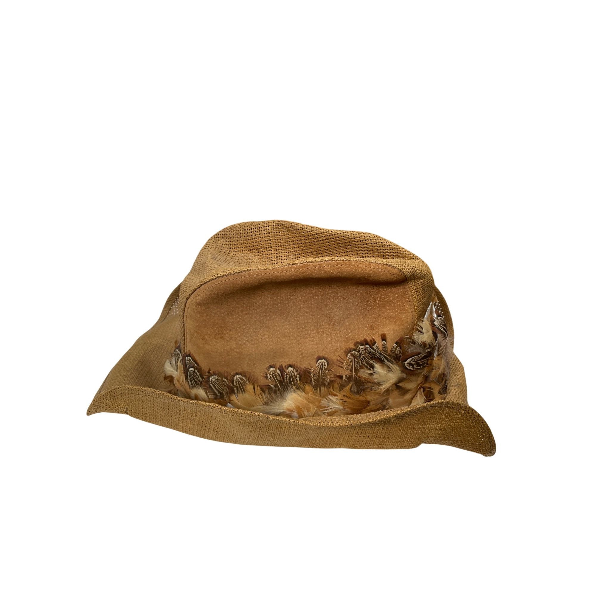 Wolverine Wolverine Western Wear Womens Brown Feathered Straw Cowboy H Size ONE SIZE - 2 Thumbnail