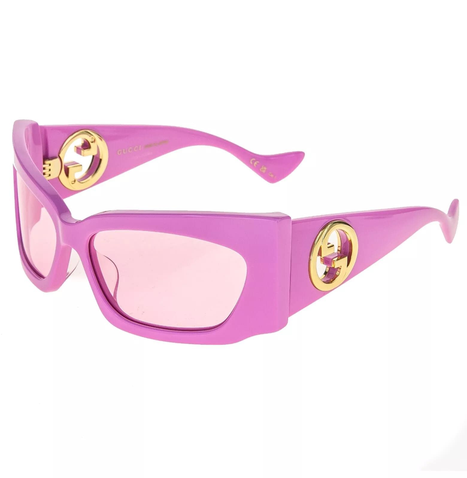Gucci GUCCI 1412 Pink Gold Logo Gg1412S Geometric Sunglasses 003 Size ONE SIZE - 7 Thumbnail