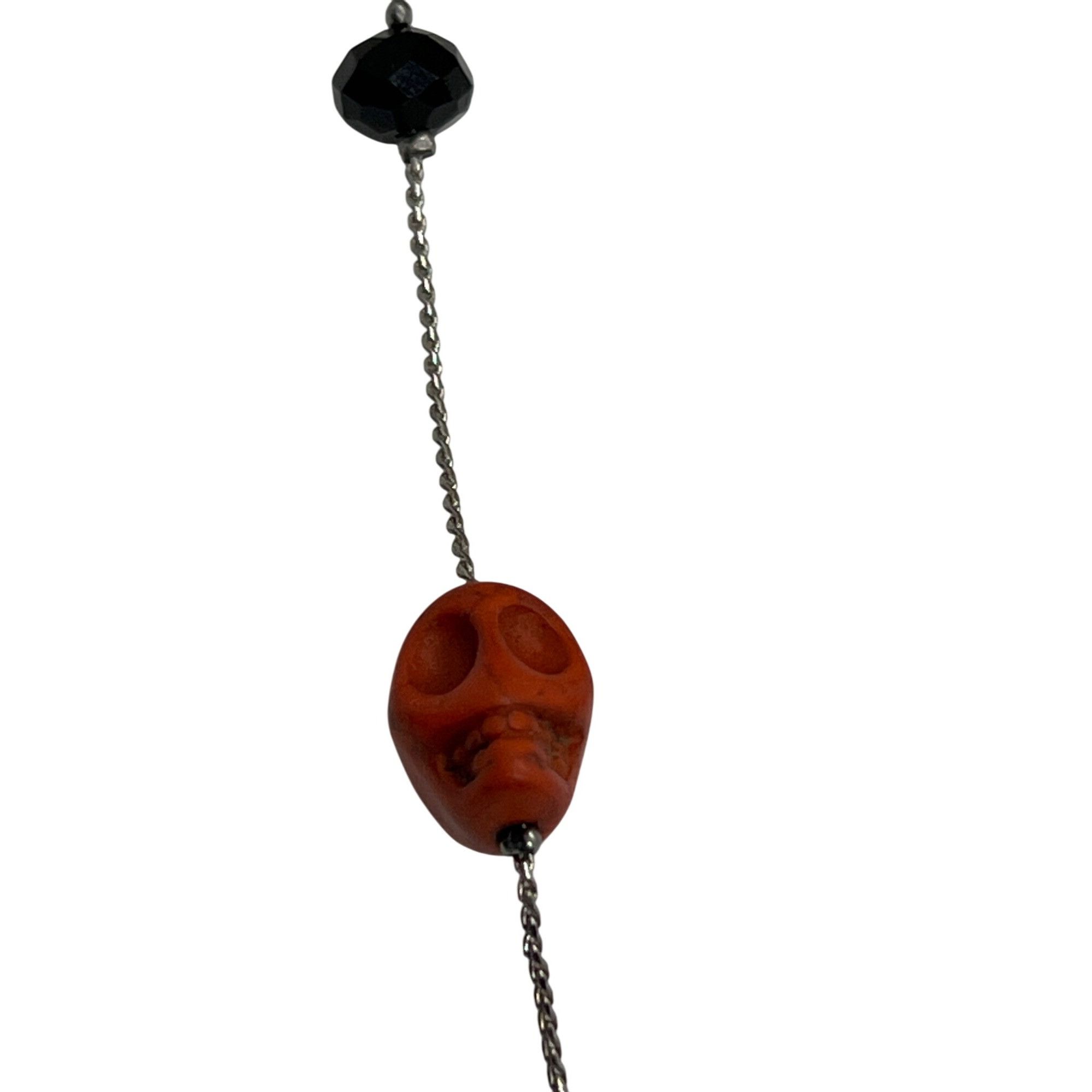 Other Orange Skull Beaded Necklace Black Faceted Glass Beads Gothi Size ONE SIZE - 2 Thumbnail