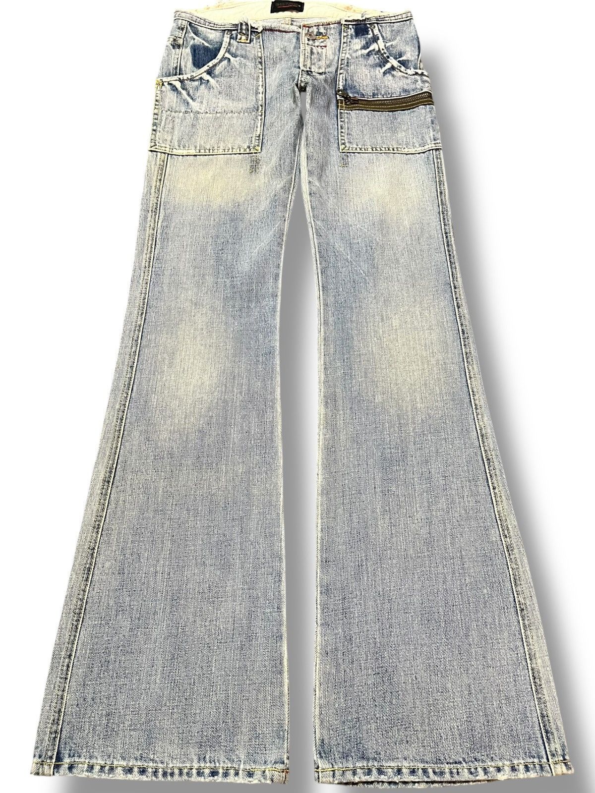 Vintage Sweet Camel Flare Bootcut Buckle Belt Denim