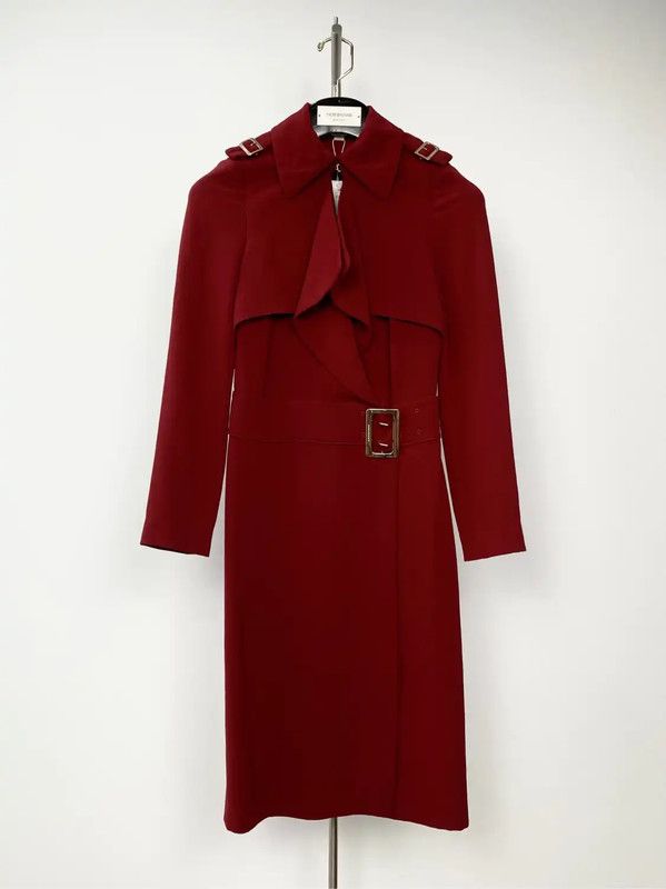 Burberry Wine Red Long Coat for Women