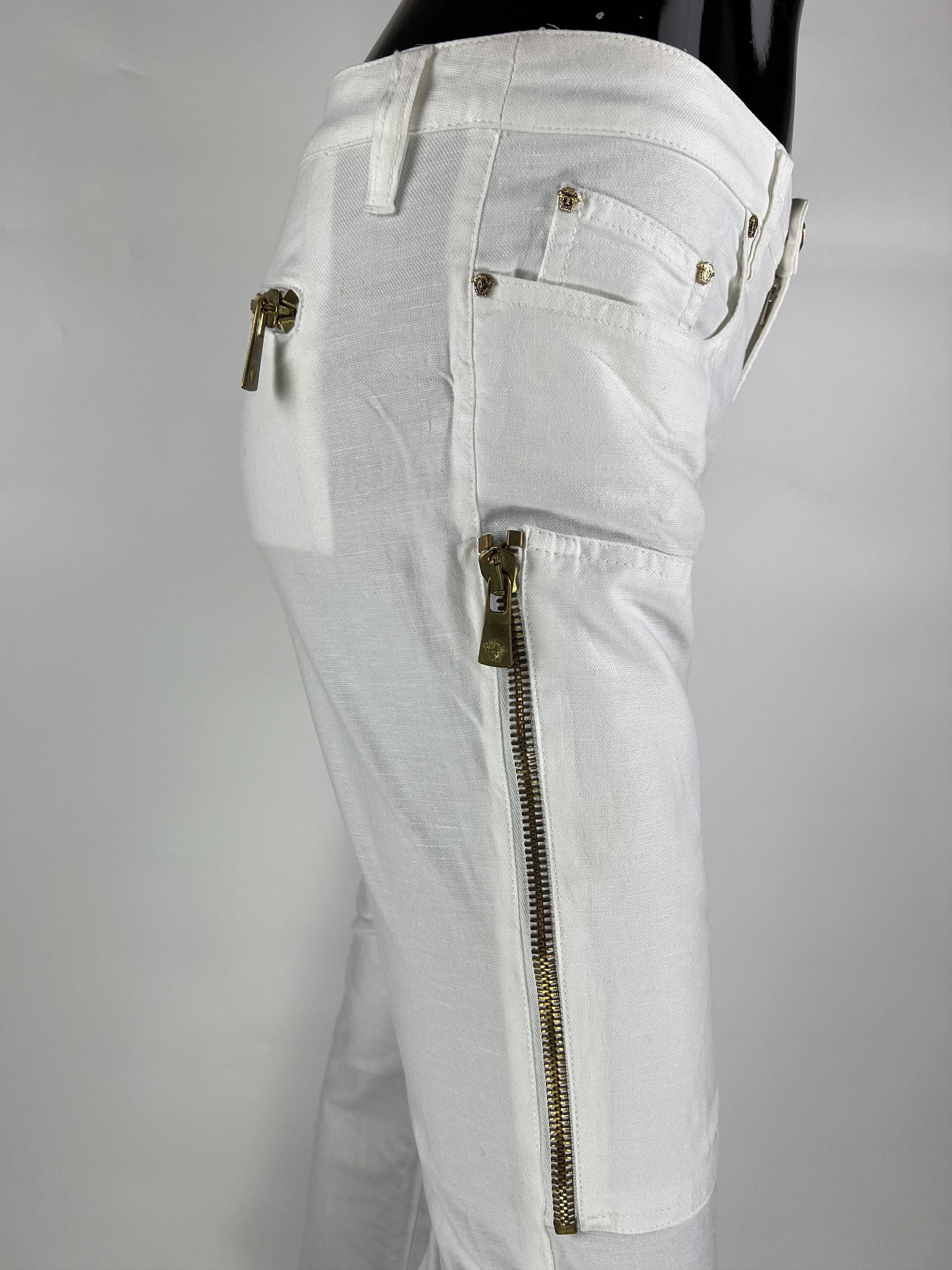 Versace Versace Jeans Couture VTG Cotton/Linen Flared Pants Size 26 Size 26" / US 2 / IT 38 - 5 Thumbnail