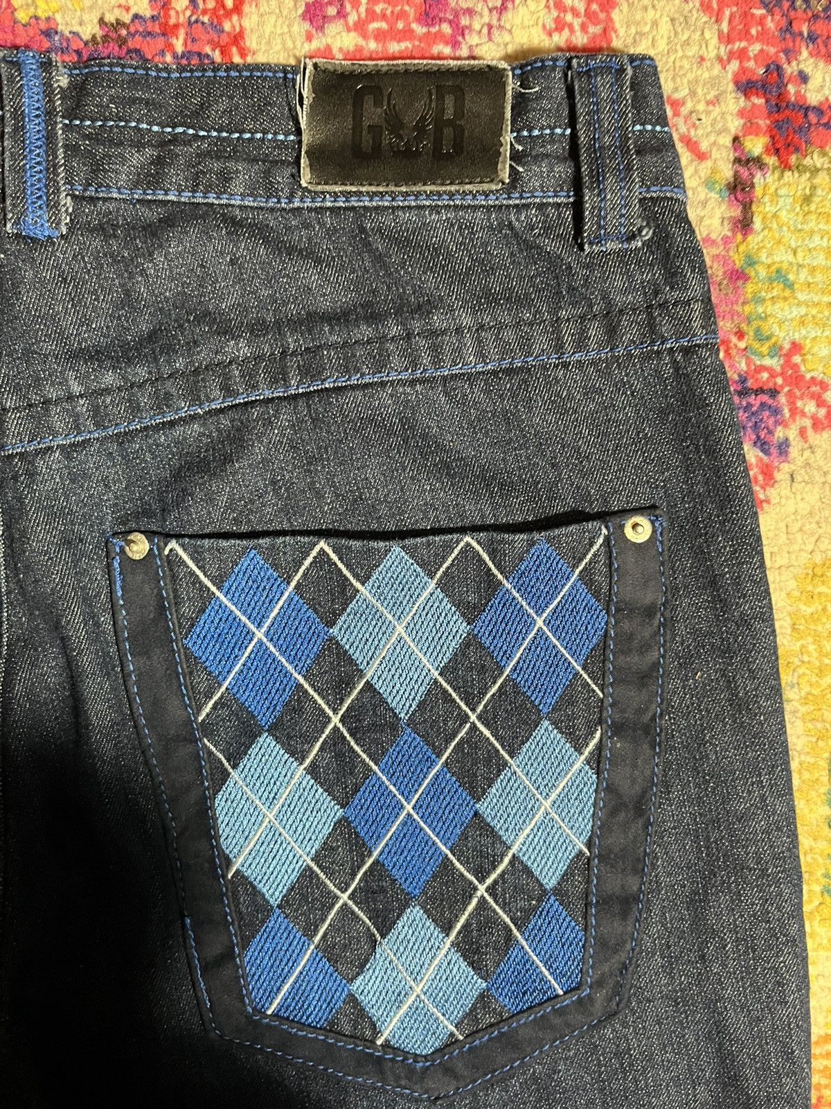 Other Plaid Pocket Blue Stitching Jeans Size US 34 / EU 50 - 2 Thumbnail