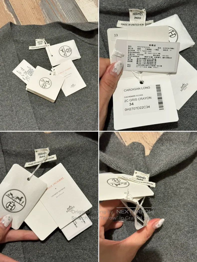 Hermes Hermes 100% cashmere gray cardigan, V-neck, long-sleeved, Size XXS / US 00 / IT 34 - 9 Thumbnail