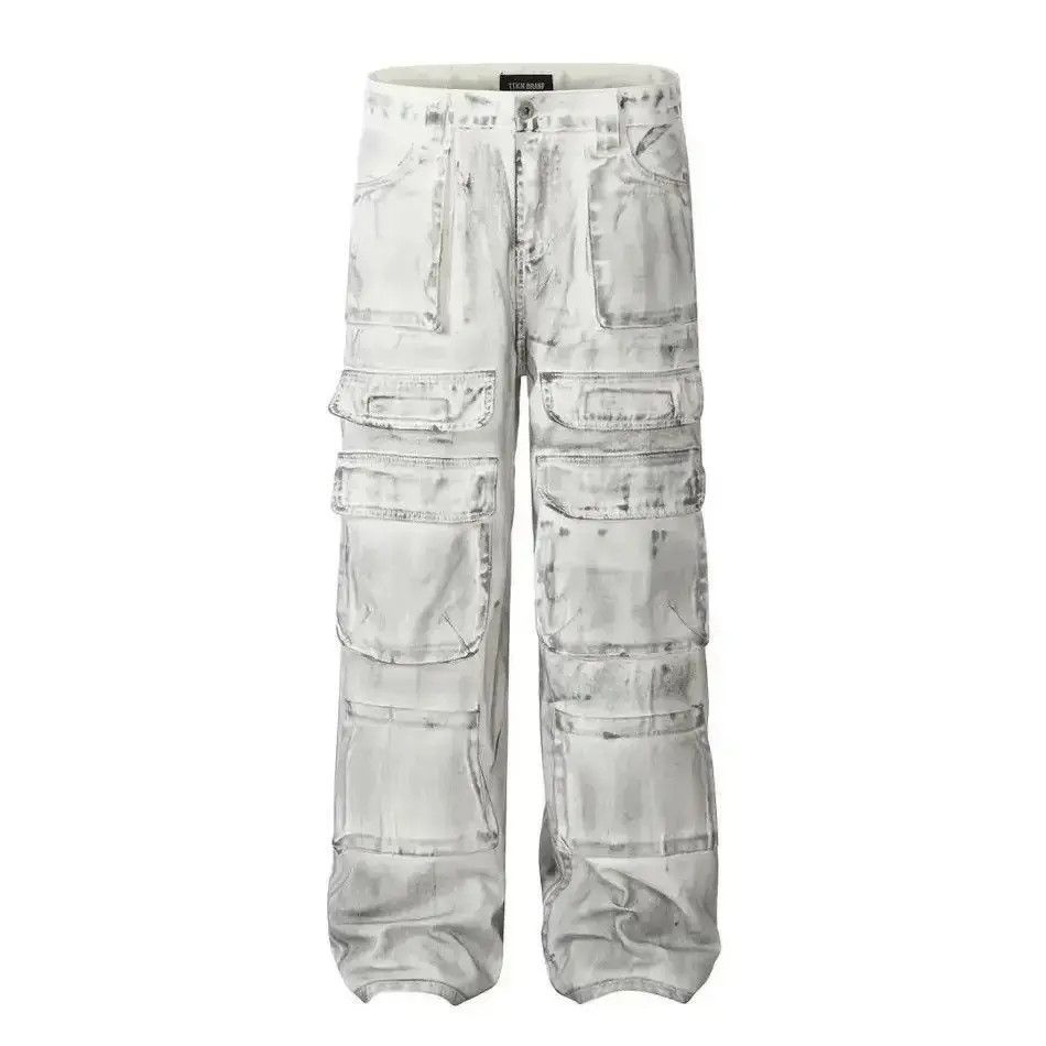 Japanese Brand Design Multi Pockets Washed Dirty Cargo Pants Size US 32 / EU 48 - 6 Thumbnail