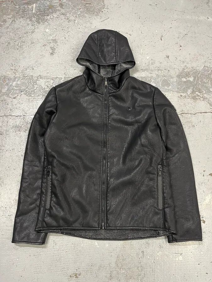 Emporio Armani AW2004 Emporio Armani Black Long Minimalist Leather