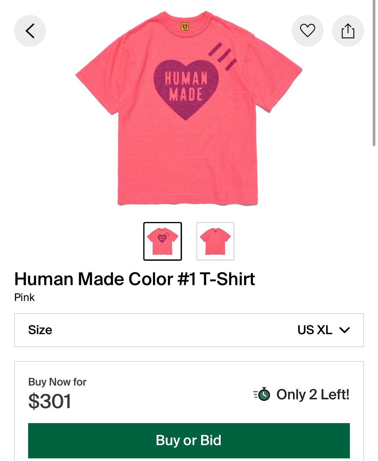 Human Made Human Made “Heart Logo” Tee Size US XL / EU 56 / 4 - 6 Thumbnail