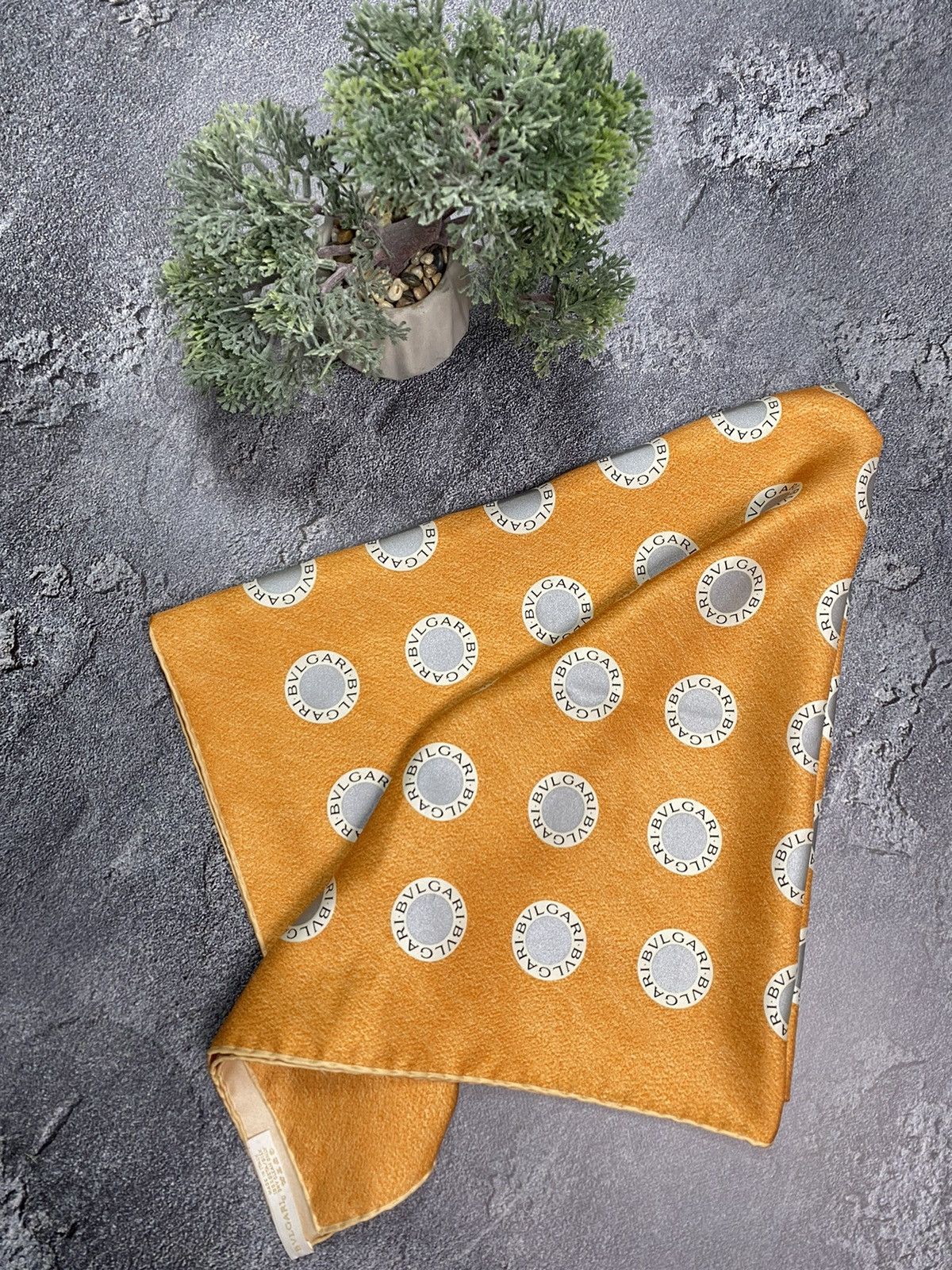 Bvlgari × Vintage Bvlgari vintage monogram silk scarf orange women Rare Size ONE SIZE - 7 Thumbnail
