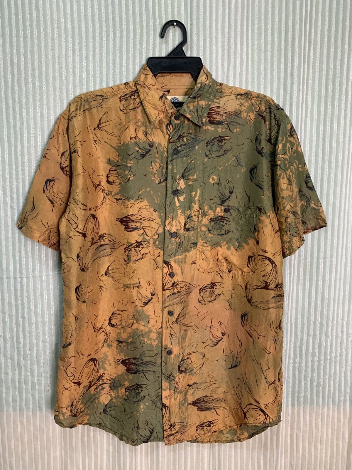 SikSilk Rare Design Vintage Silk Uomo Short Sleeve Button Ups Shirt Size US S / EU 44-46 / 1 - 1 Thumbnail
