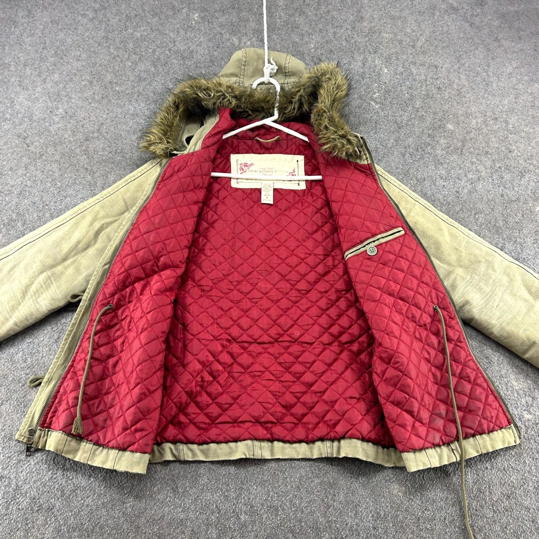 Abercrombie & Fitch VINTAGE Abercrombie & Fitch Jacket Women M Green Hooded Lined Faux Fur Army Military Y2K Parka Coat Shirt Hooded Quilted Lined Mens Womens Girls Boys Size M / US 6-8 / IT 42-44 - 2 Thumbnail