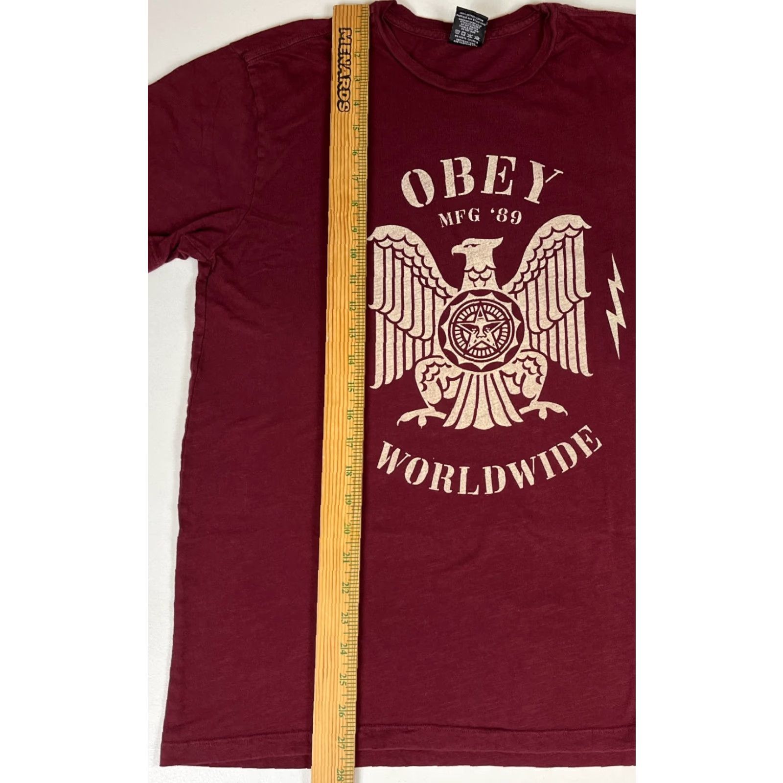 Obey OBEY WORLDWIDE MFG '89 T-SHIRT Unisex Adults M Maroon Nike? Size US M / EU 48-50 / 2 - 6 Thumbnail
