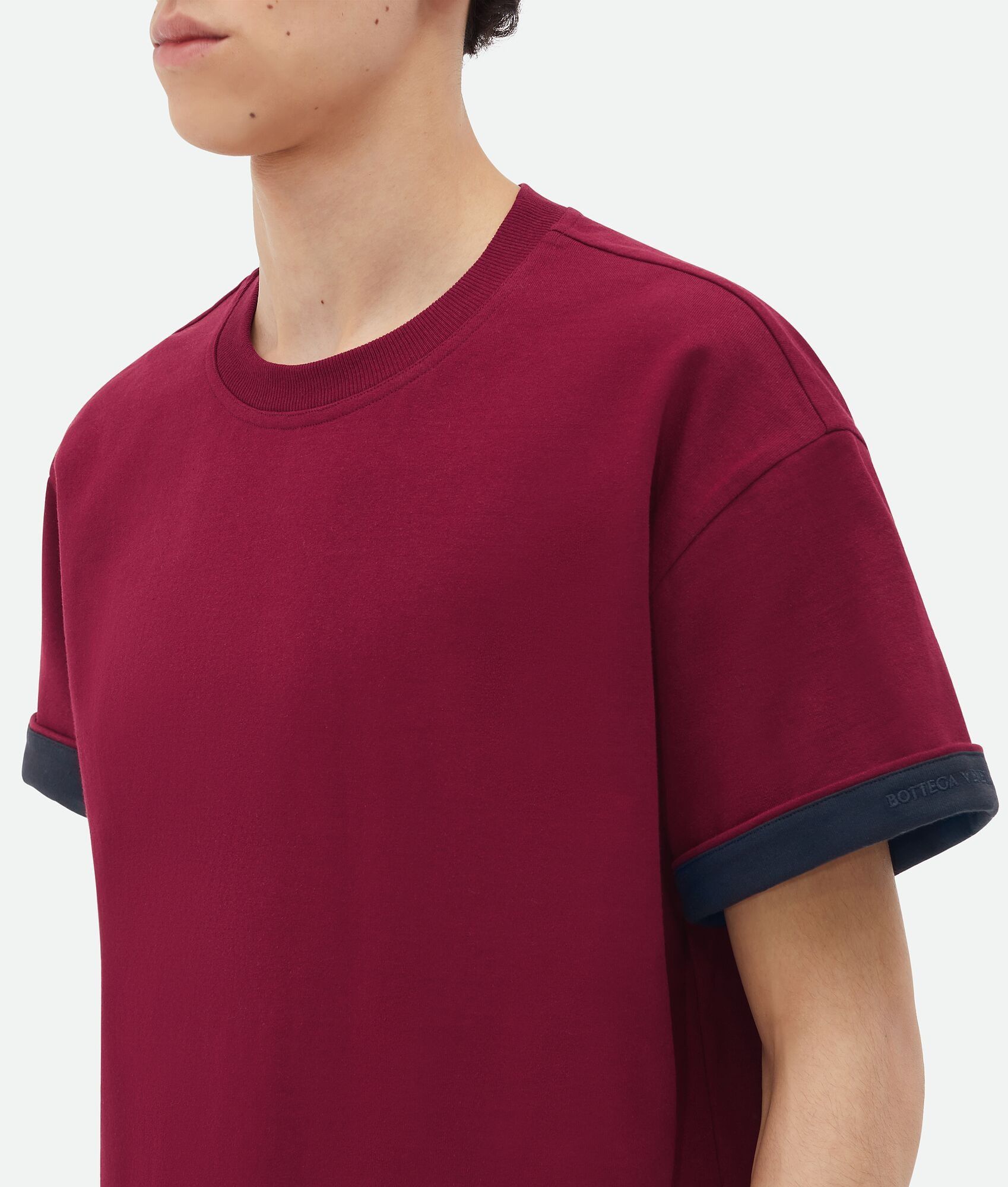 Bottega Veneta o1n1vont0125 Double Layer Relaxed Cotton T-Shirt Burgundy Size US L / EU 52-54 / 3 - 4 Thumbnail