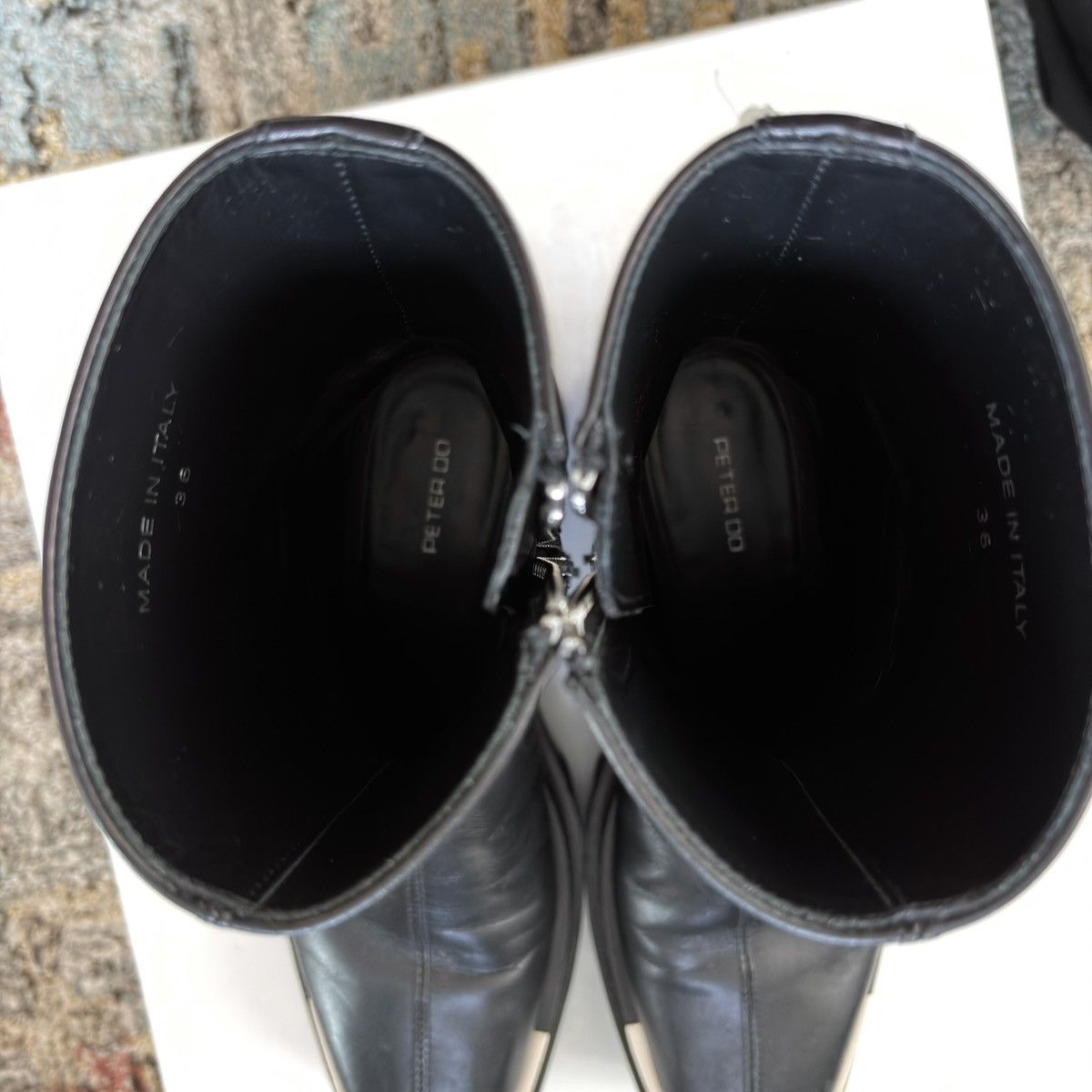 Peter Do Metal Tip Combat Boots side zip Vibram lugged silver moto Size US 6 / IT 36 - 5 Thumbnail