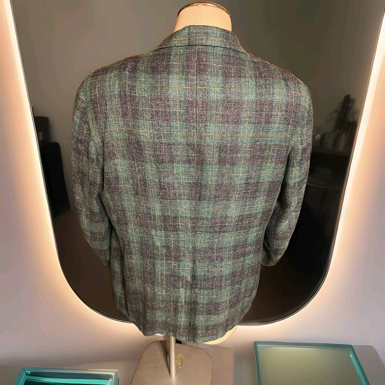 Paul Stuart Paul Stuart Men's Olive Green Plaid Wool Blazer 46R $1,395 Size 46R - 3 Thumbnail