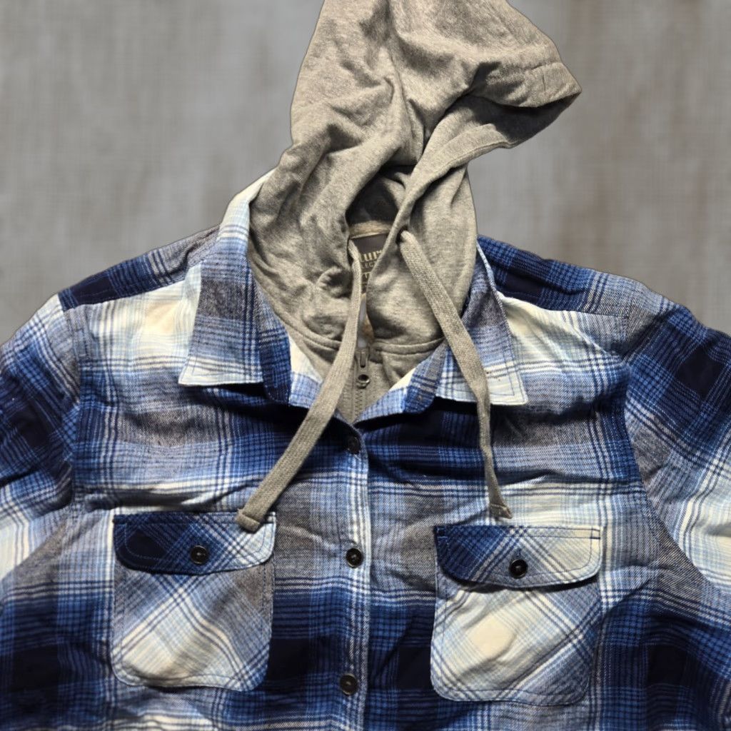 Vintage Natural Men's Blue Plaid Button-Up Jacket - Lined, Flannel, 2XL/XXL, Cotton, Casual, Regular Fit Size US M / EU 48-50 / 2 - 1 Thumbnail