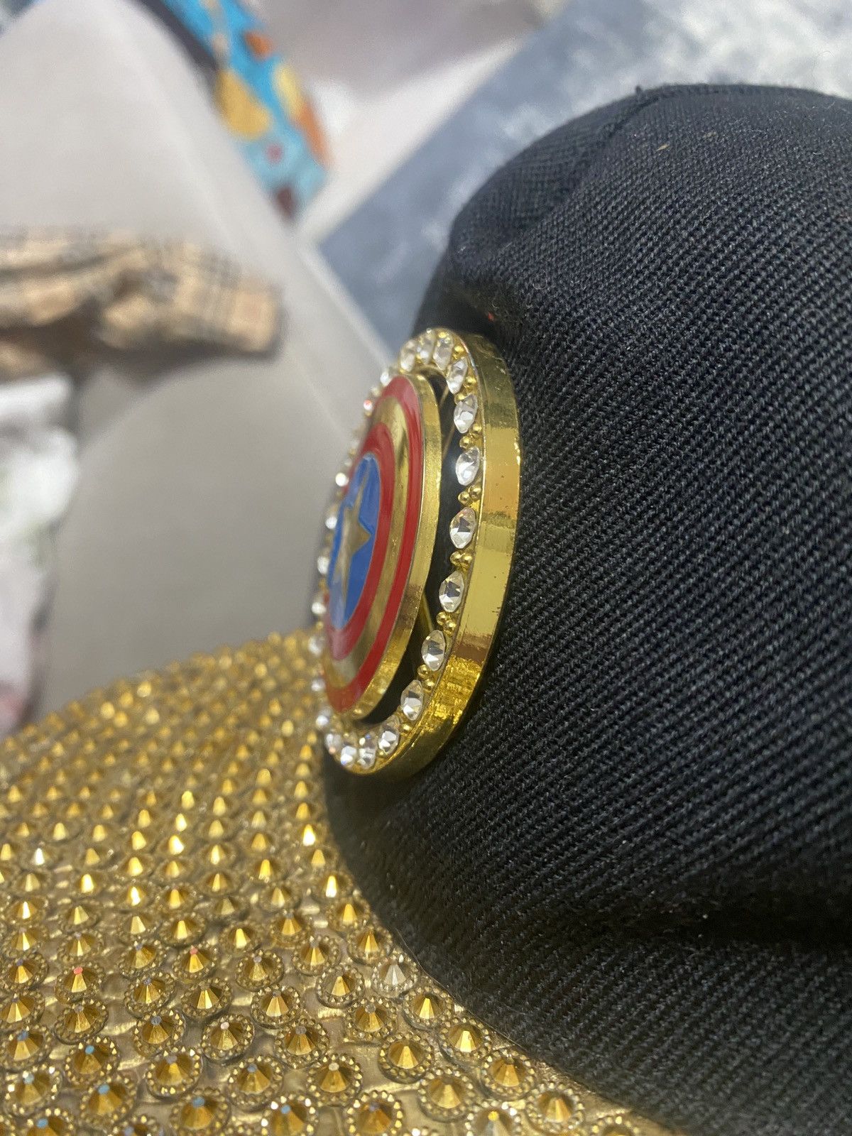 Captain America Cap with custom Spinning Logo Sequins