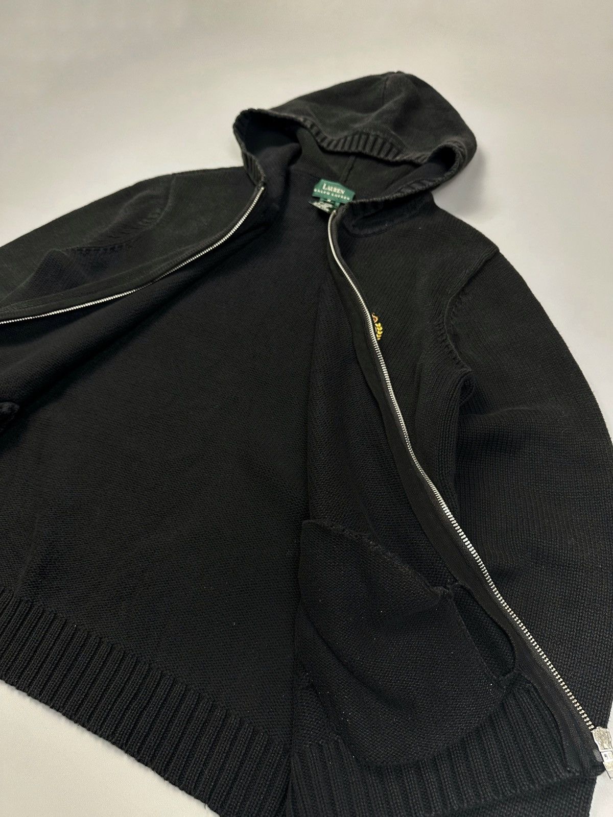 Polo Ralph Lauren × RRL Ralph Lauren Lauren Ralph Lauren Black Knit Zip Hoodie Size M / US 6-8 / IT 42-44 - 5 Thumbnail
