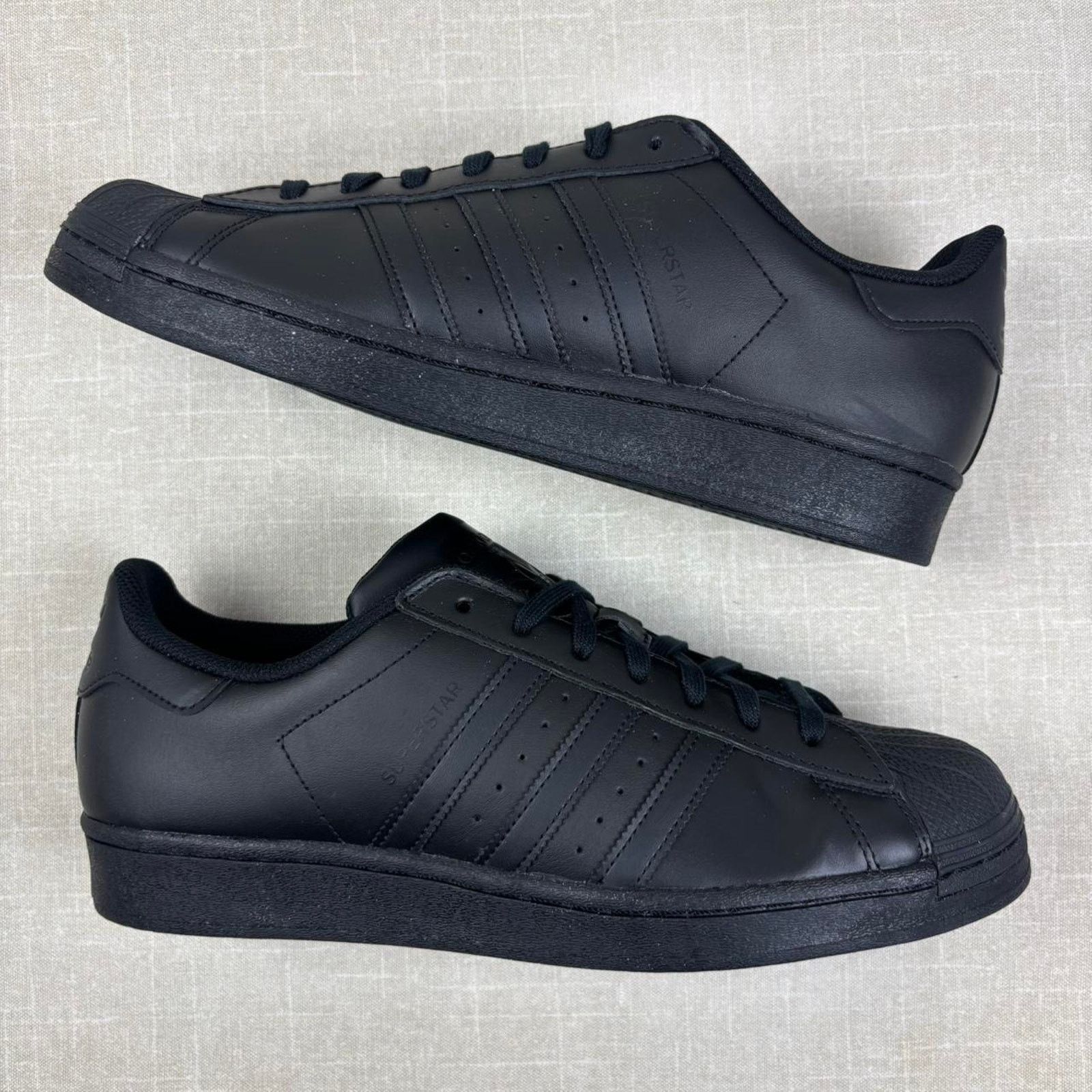Adidas ♣️ Adidas Superstar “Triple Black” 12M Size US 12 / EU 45 - 2 Thumbnail