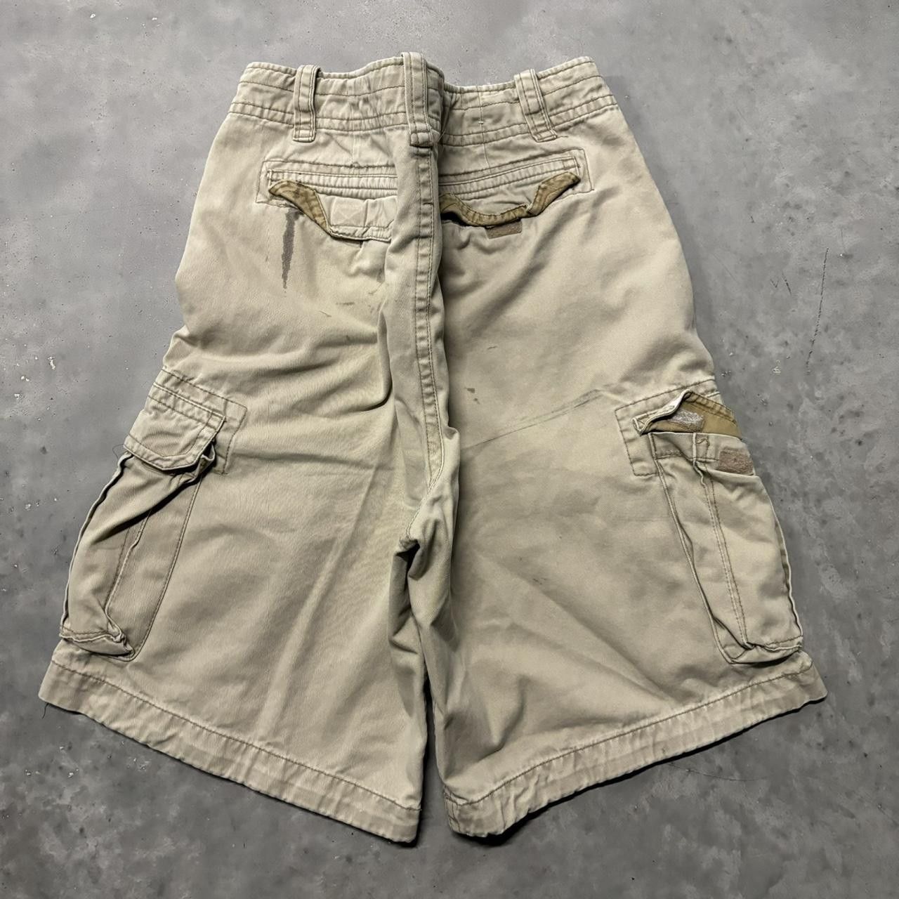Japanese Brand × Vintage Crazy Vintage Y2K/2000s Baggy Cream Skater Style Cargo Shorts! Size US 38 / EU 54 - 6 Thumbnail