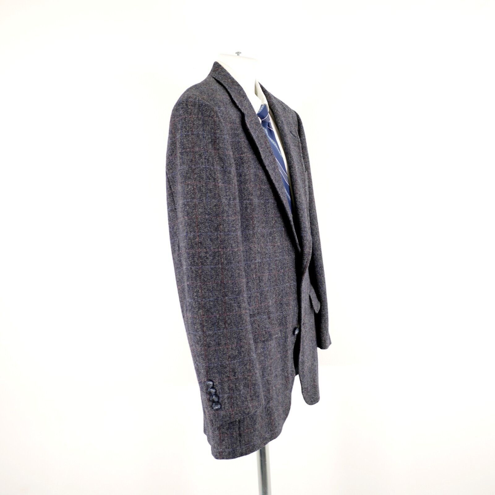 Hart Schaffner Marx Hart Schaffner Marx Tweed Wool Gray Houndstooth Red Blue Win Size 40R - 7 Thumbnail