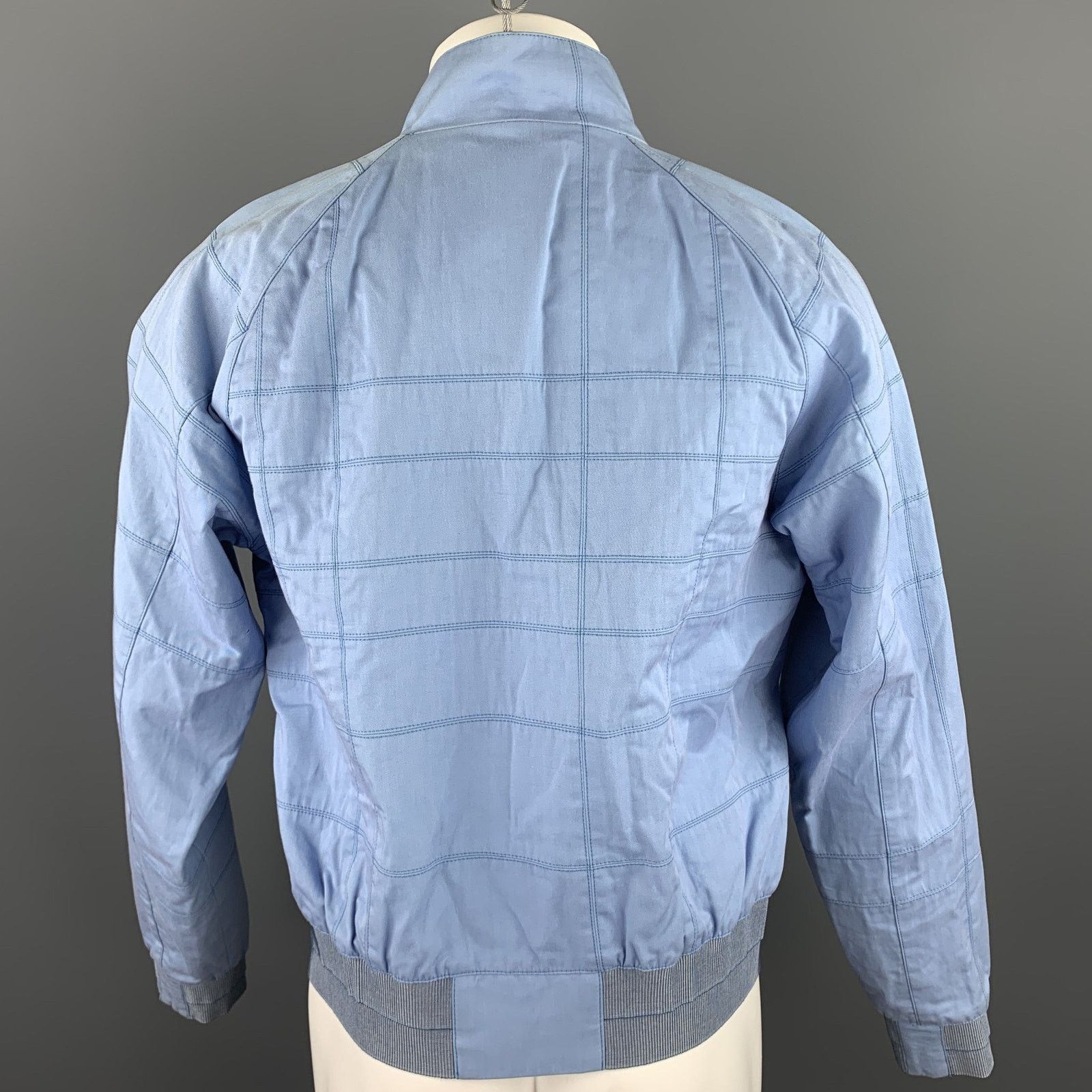 Calvin Klein Size 38 Light Blue Stitched Cotton / Acrylic Zip Up Jacket Size US M / EU 48-50 / 2 - 4 Thumbnail