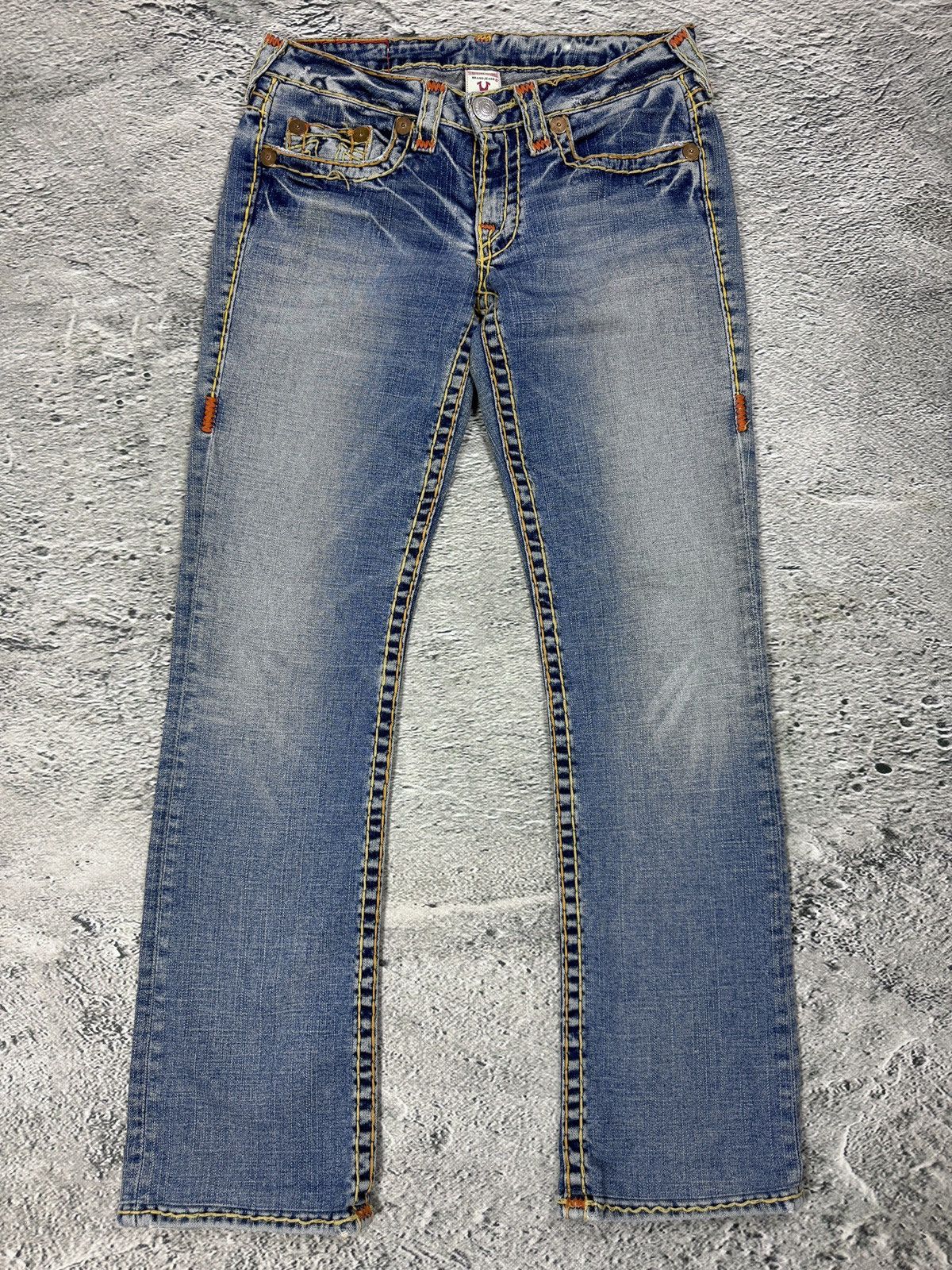 True Religion True Religion Vintage Bootcut Johnny Blue Gold Stitching Size 30" / US 8 / IT 44 - 6 Thumbnail